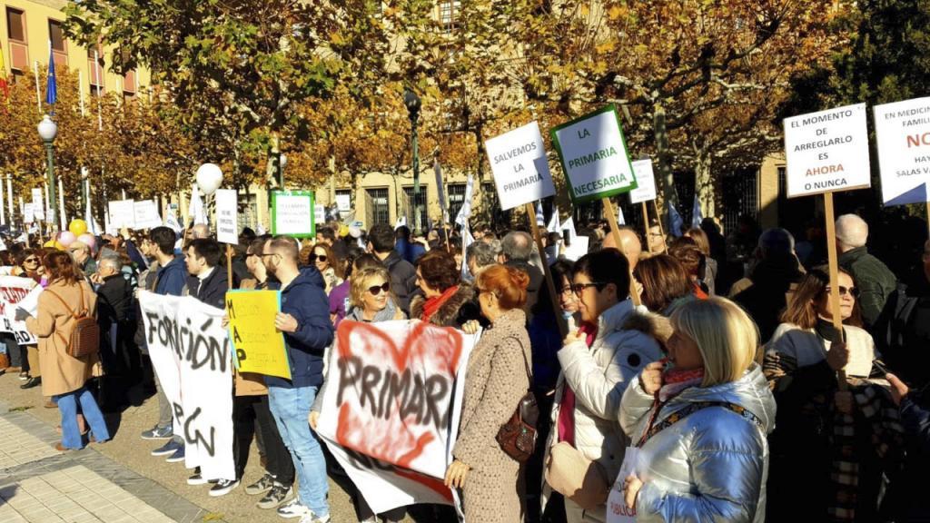Protesta de los médicos de atención primaria de Zaragoza el apsado diciembre.