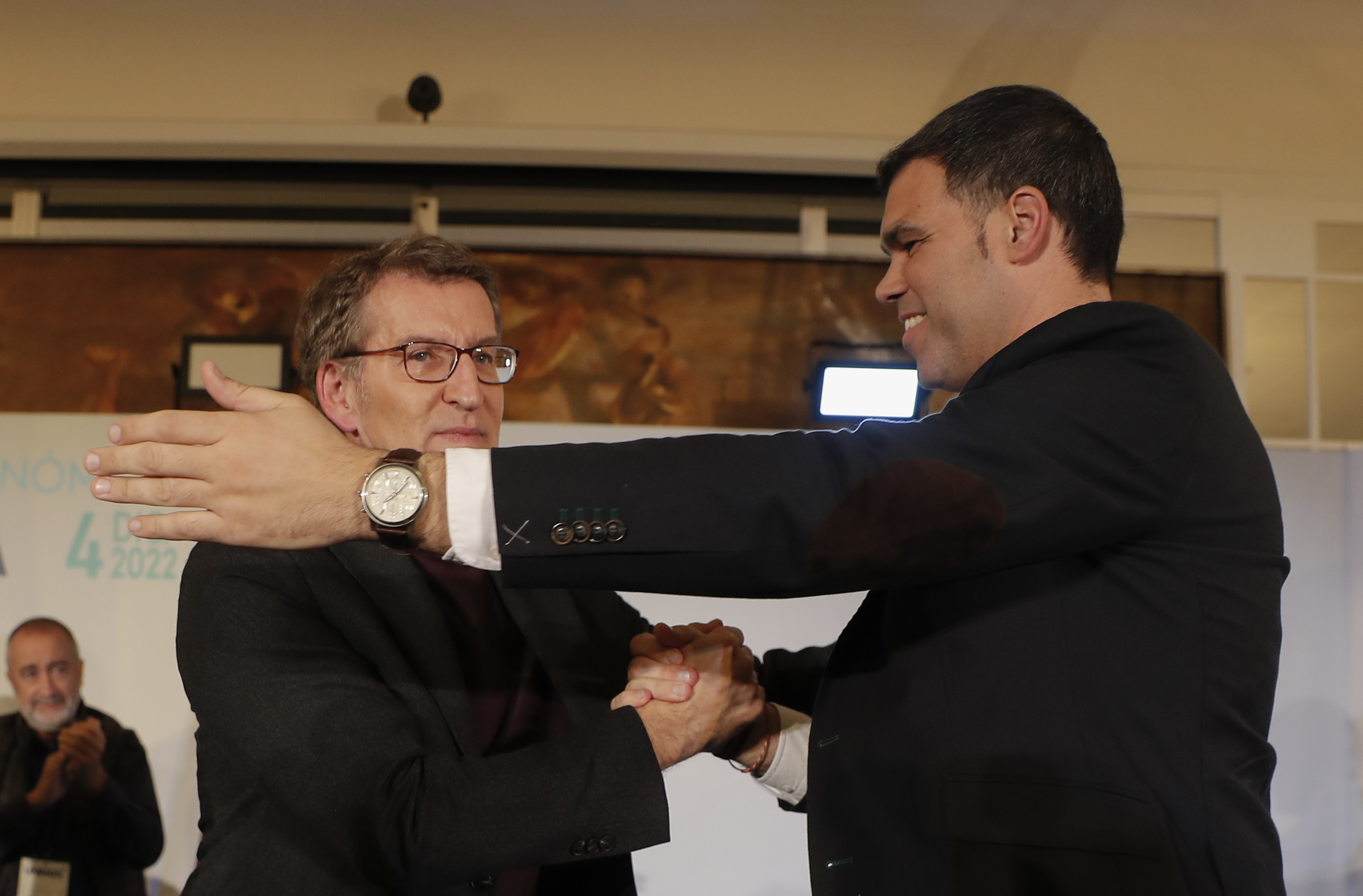 Alberto Nez Feijo y Javier Garca, en el congreso del PP navarro, el pasado diciembre.
