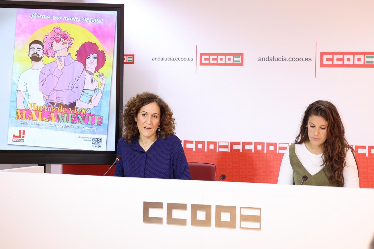La secretaria general de CCOO-A, Nuria Lpez, y  la secretaria de Juventud del sindicato, Celia Azahara Reina.