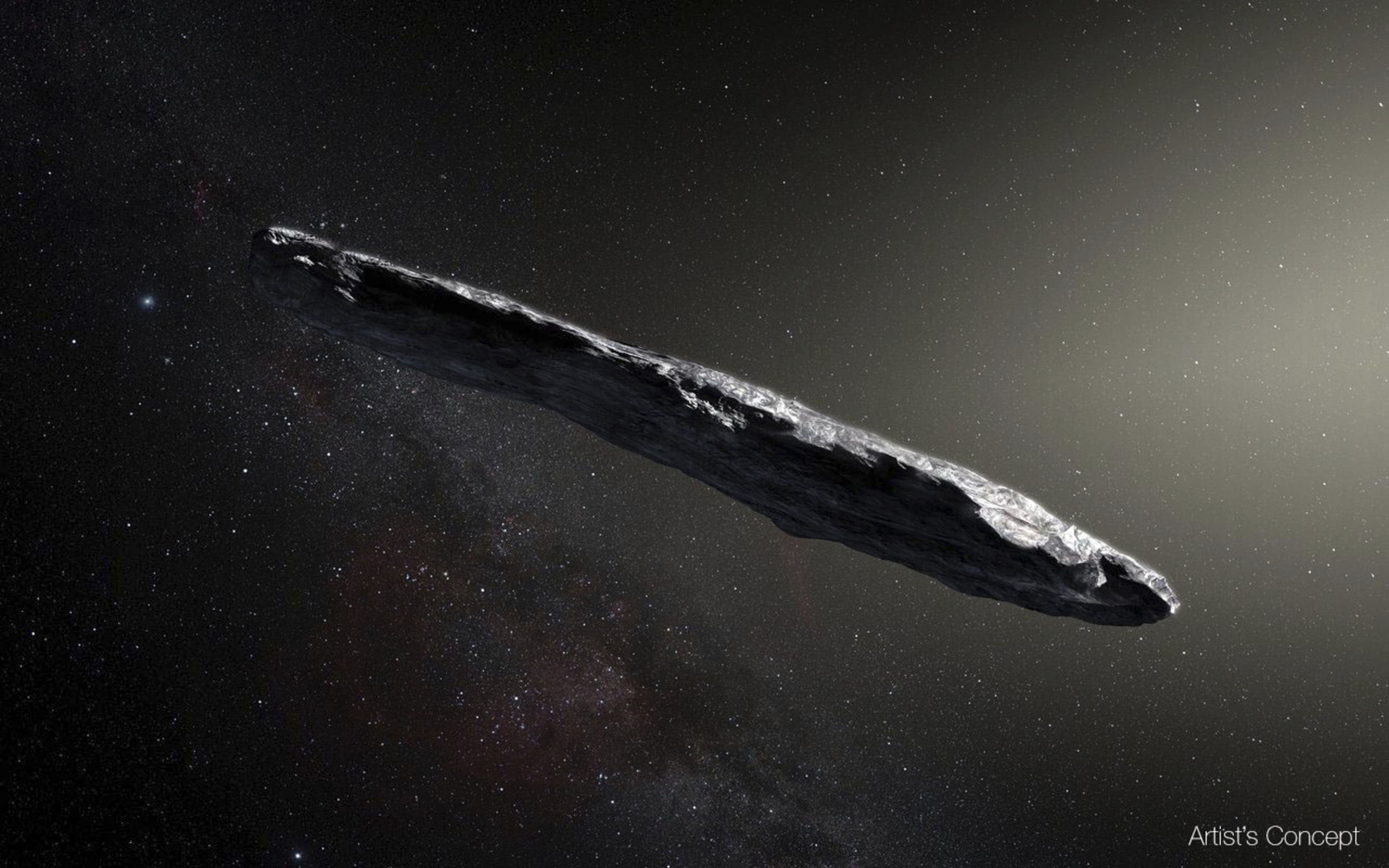 Impresión artística que muestra el primer asteroide interestelar