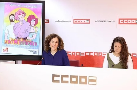 La secretaria general de CCOO-A, Nuria Lpez, y la secretaria de Juventud del sindicato, Celia Azahara Reina.