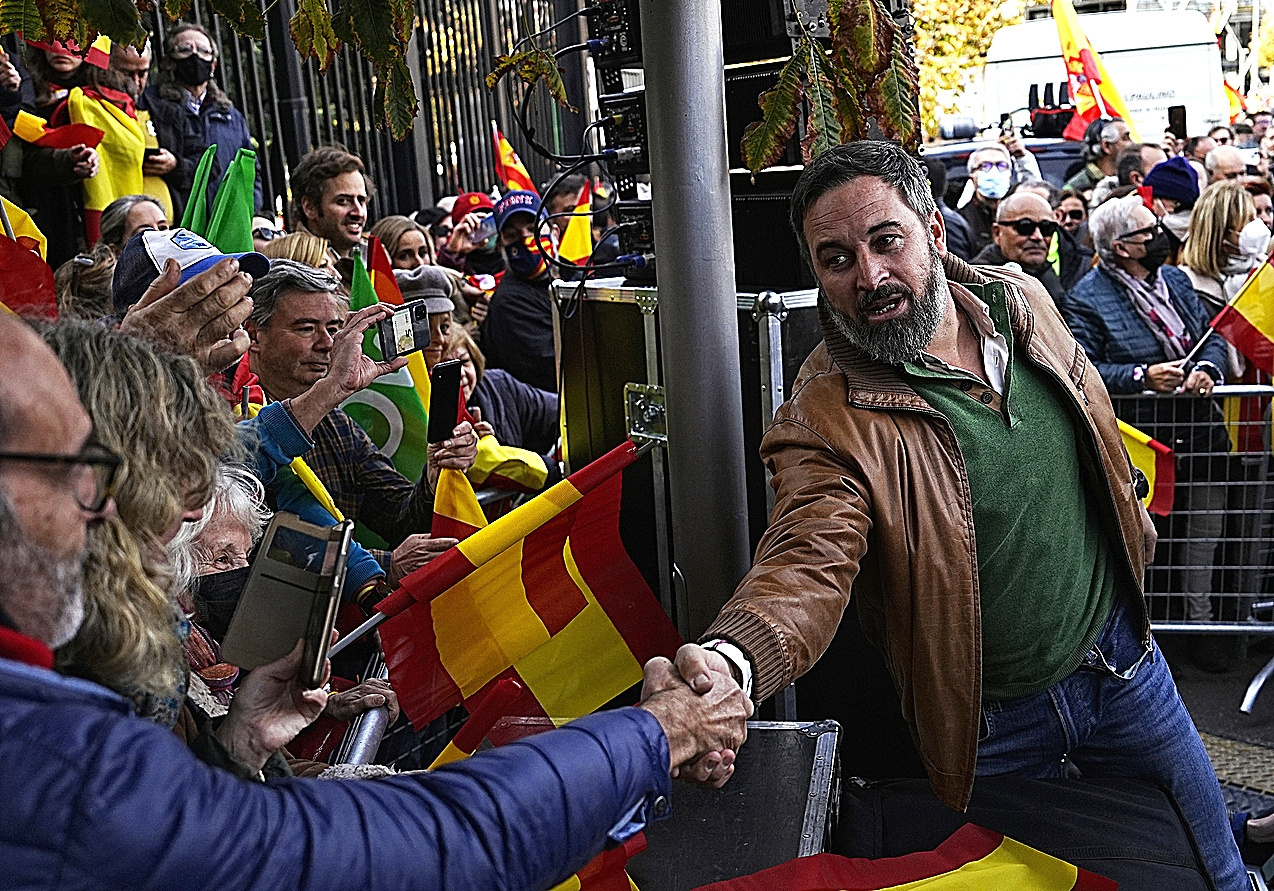 El presidente de Vox, Santiago Abascal, en la concentracin contra el Gobierno del pasado 27 de noviembre en Madrid.