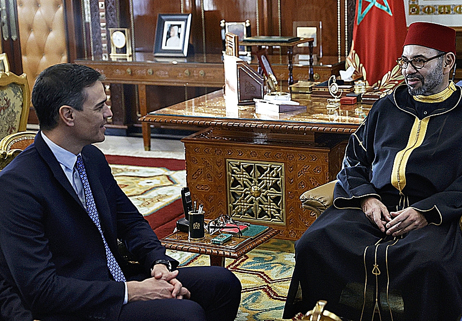 Pedro Sánchez y Mohamed VI.
