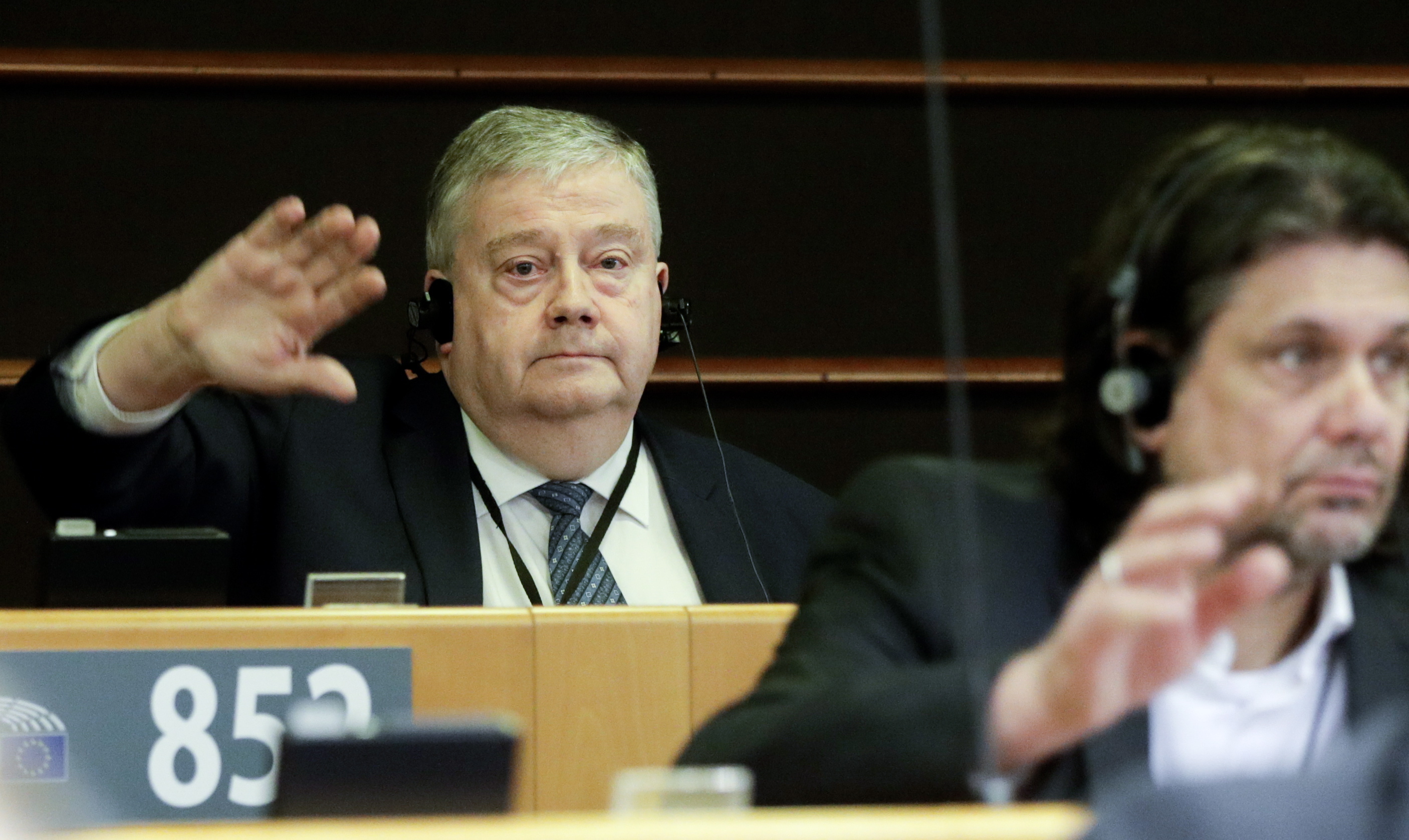 Marc Tarabella, durante la votacin de hoy en el Parlamento Europeo.