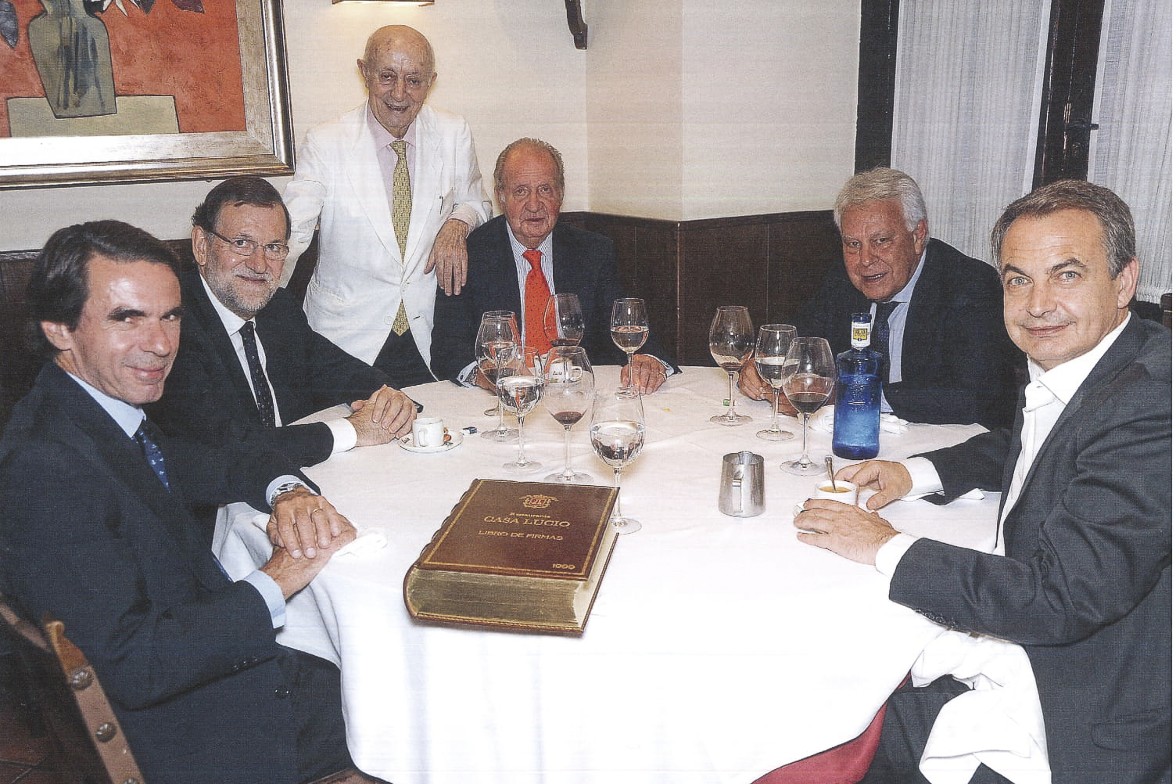 Aznar, Rajoy, don Juan Carlos, González y Zapatero.