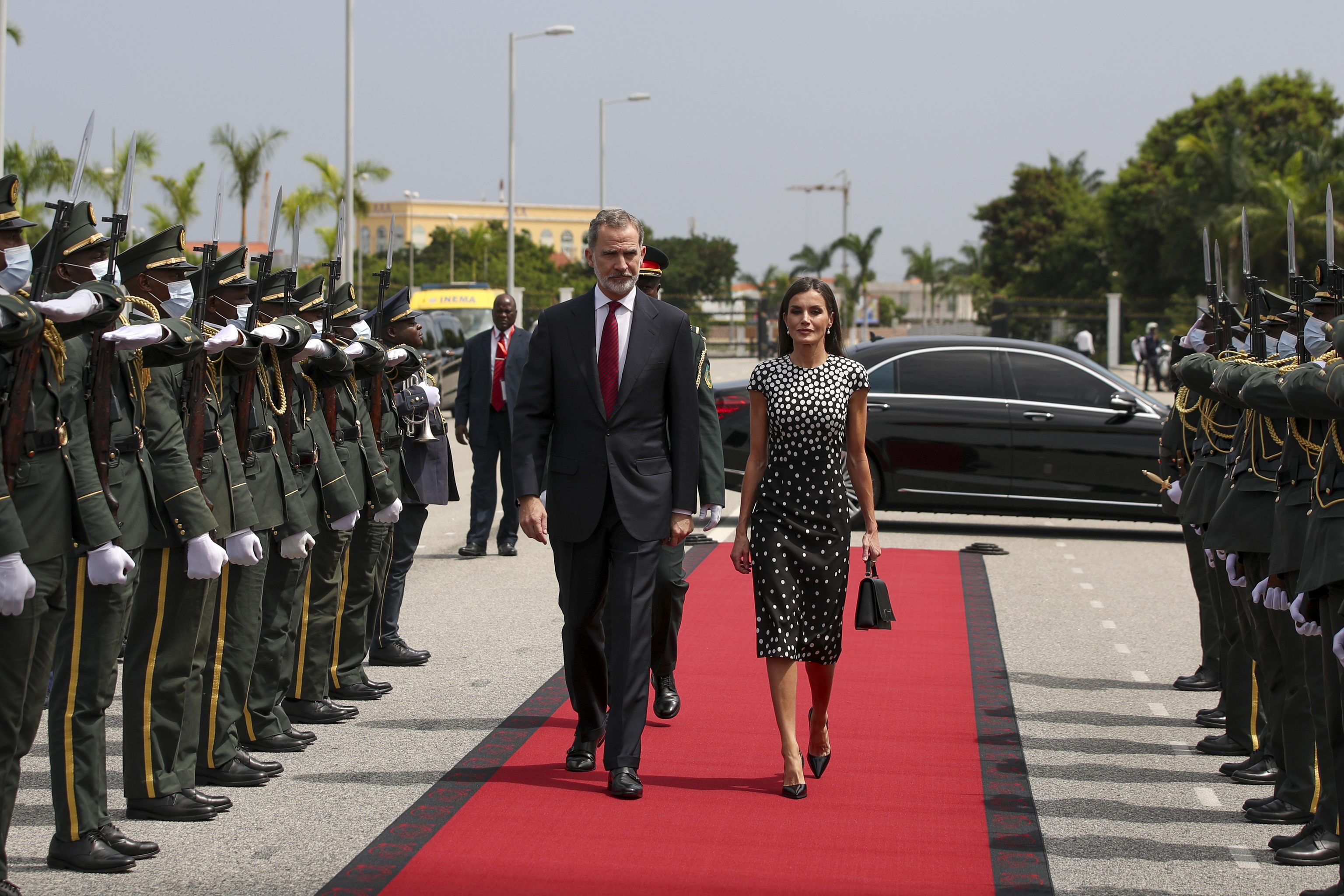 Los Reyes a su llegada al palacio presidencial