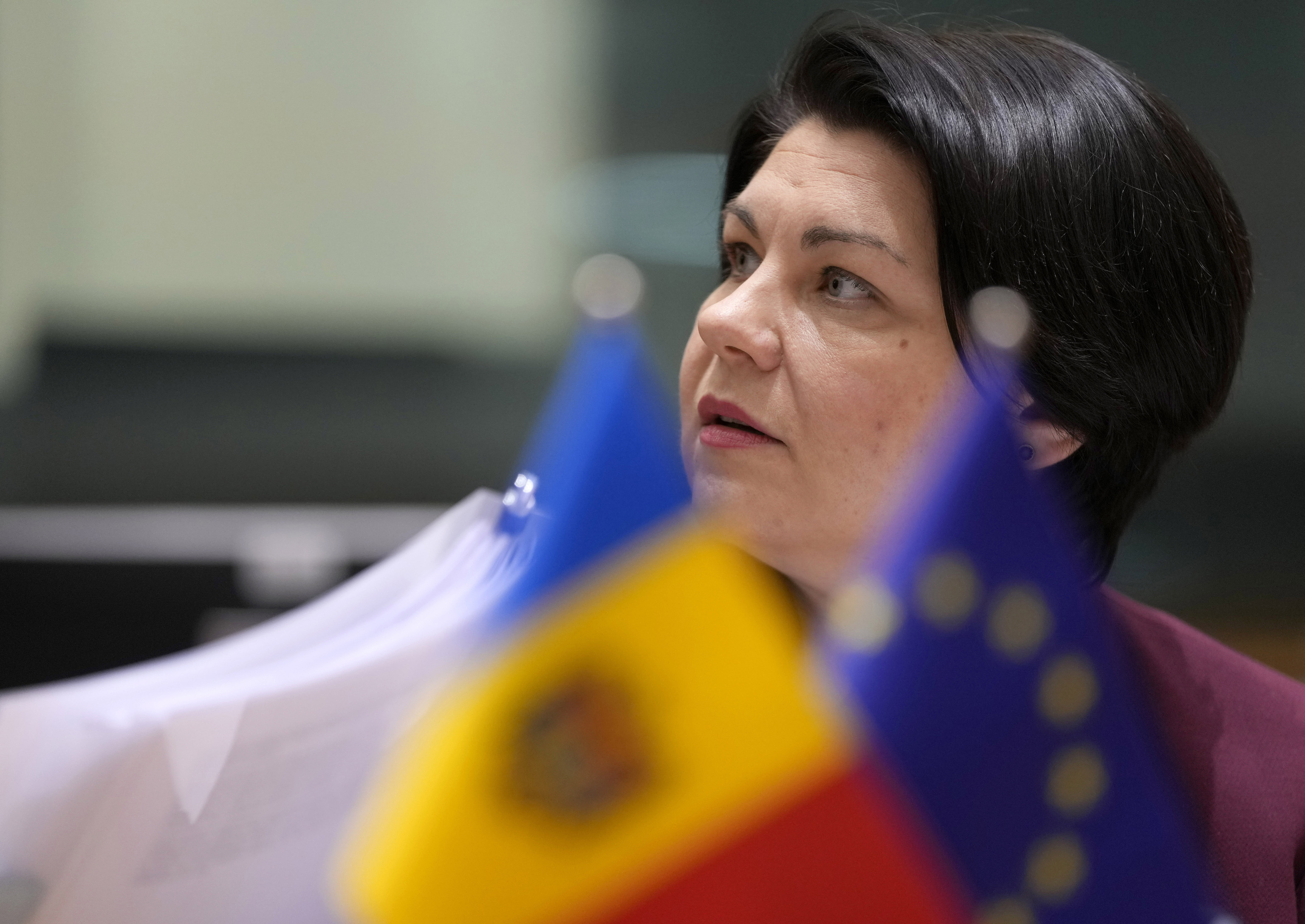 La ex primera ministra de Moldavia, Natalia Gavrilita, durante una cumbre en Bruselas.