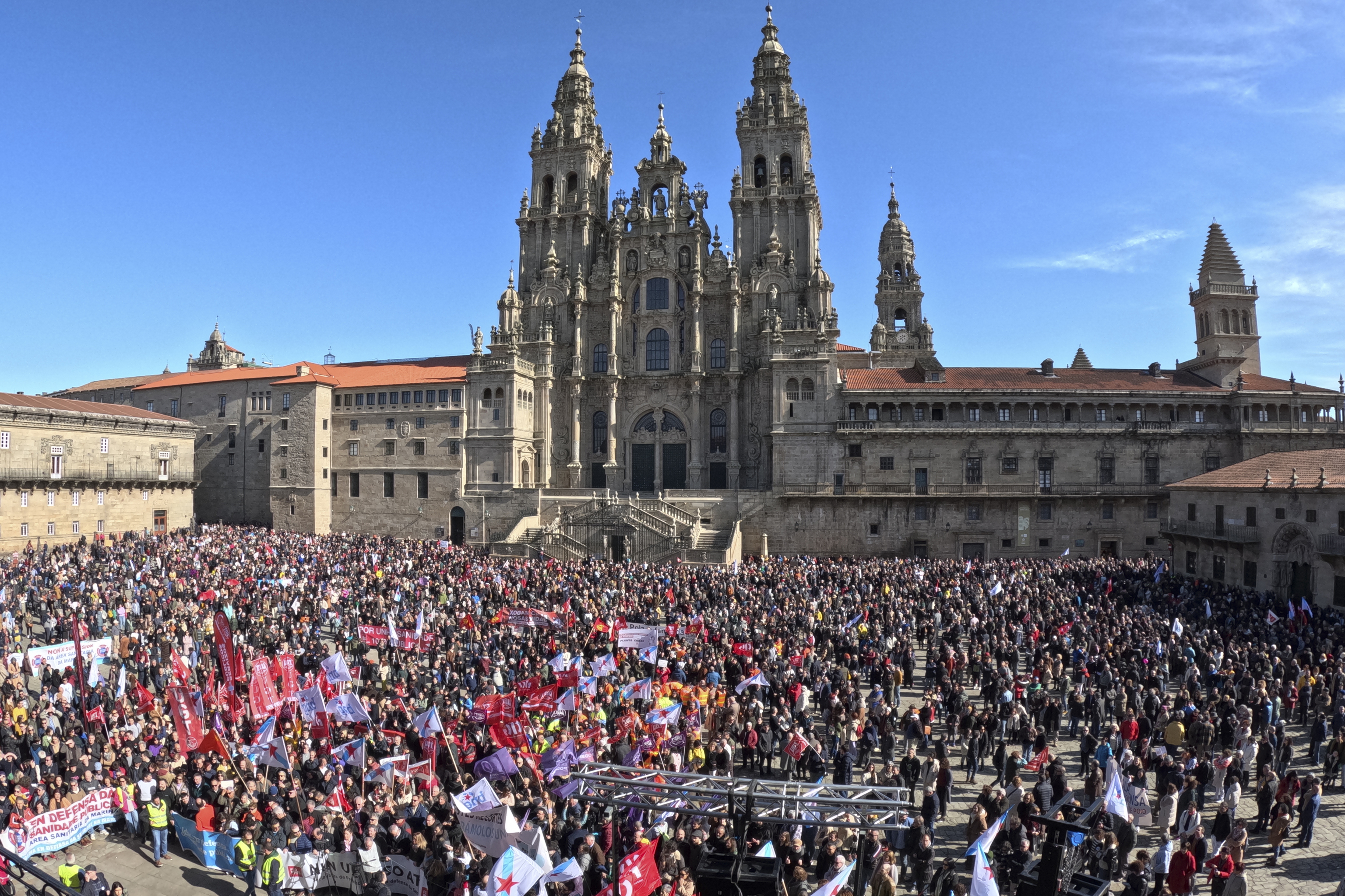 Los manifestantes, en la Plaza del Obradoiro