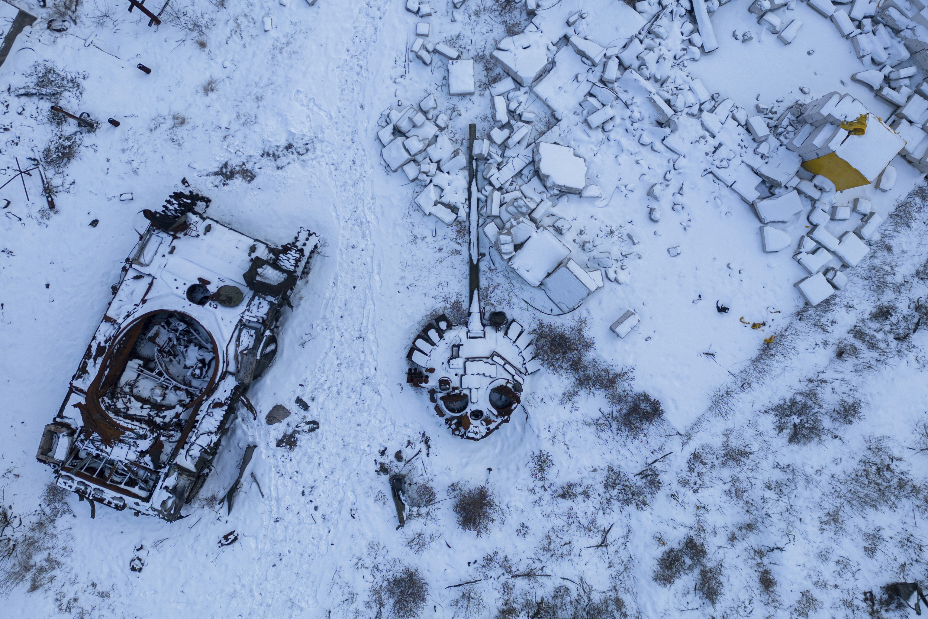 Un tanque de Rusia, destruido en Ucrania