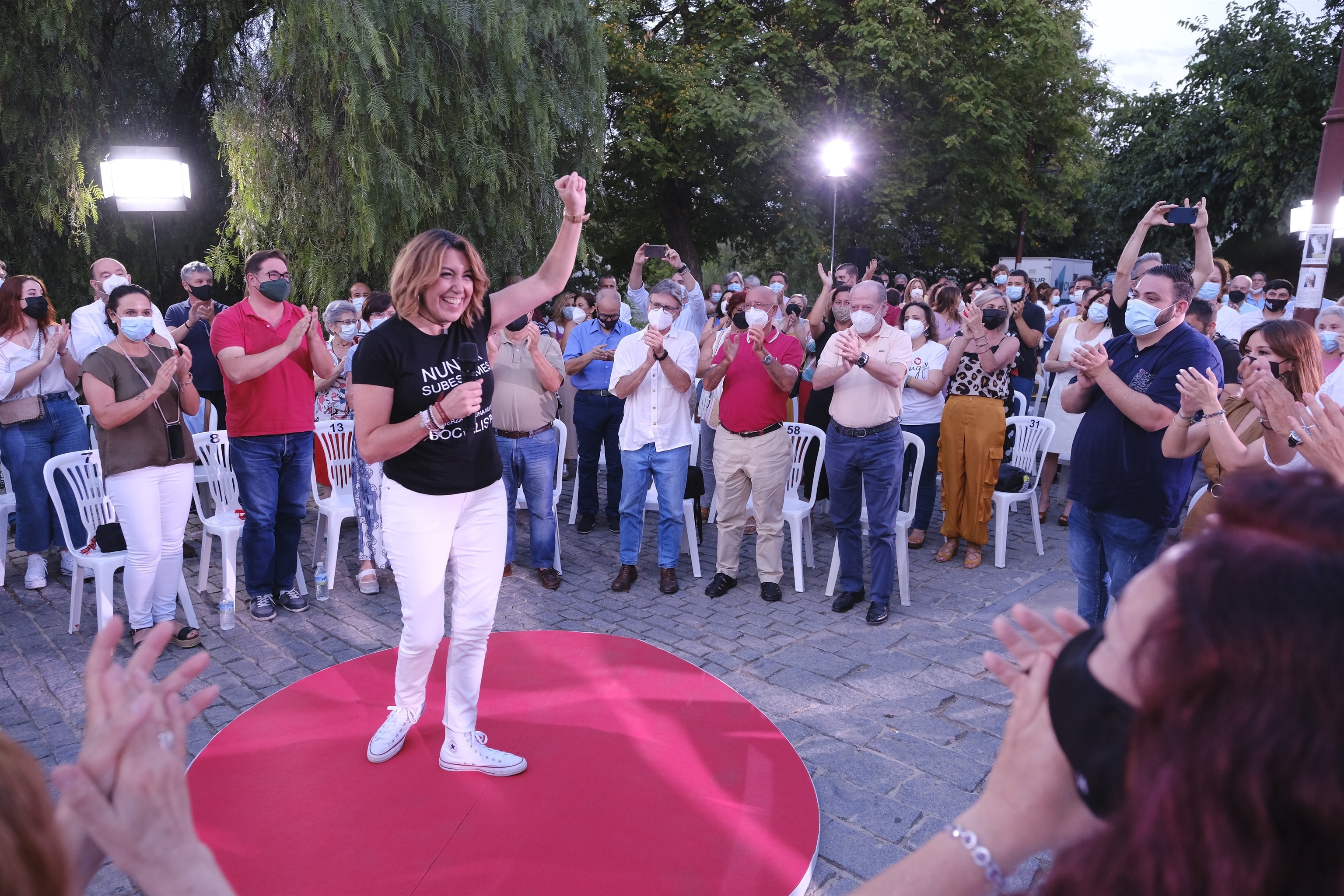La ex secretaria general del PSOE andaluz y e xpresidenta de la Junta, Susana Daz, en su ltimo mitin, en junio de 2021 en Sevilla durante las primarias.