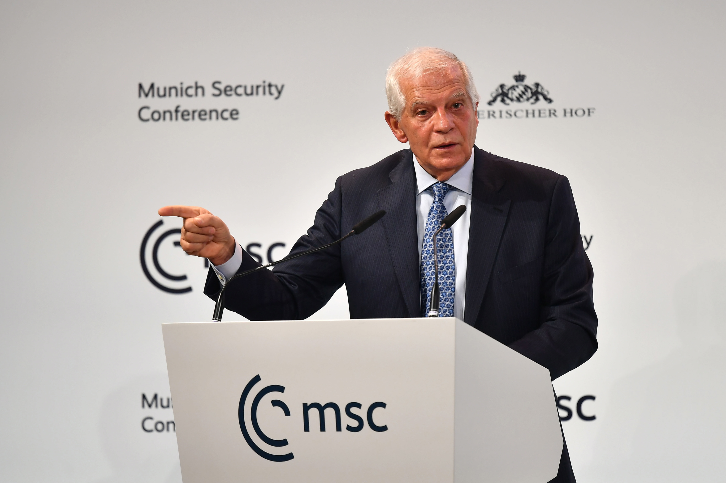 Borrell pronuncia un discurso durante la Conferencia de Seguridad, el domingo.