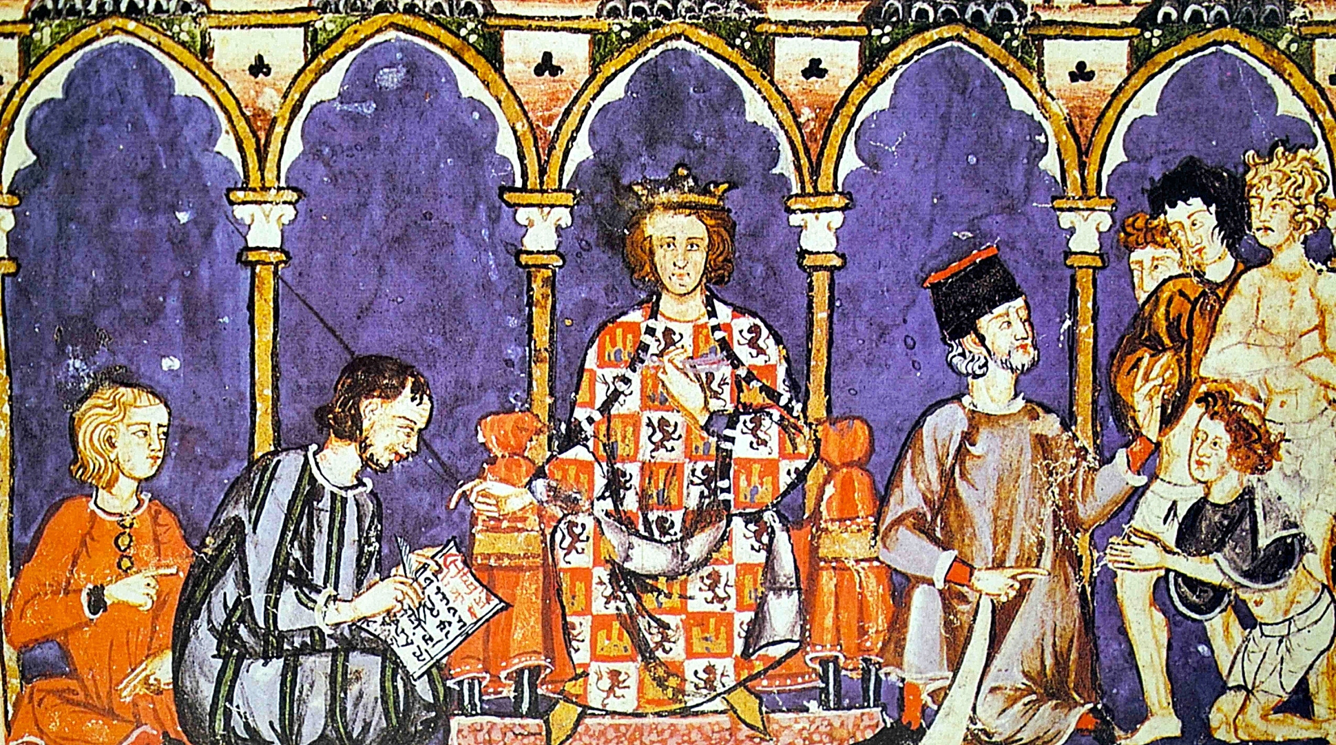 Alfonso X y su corte en el 'Libro de los juegos'.
