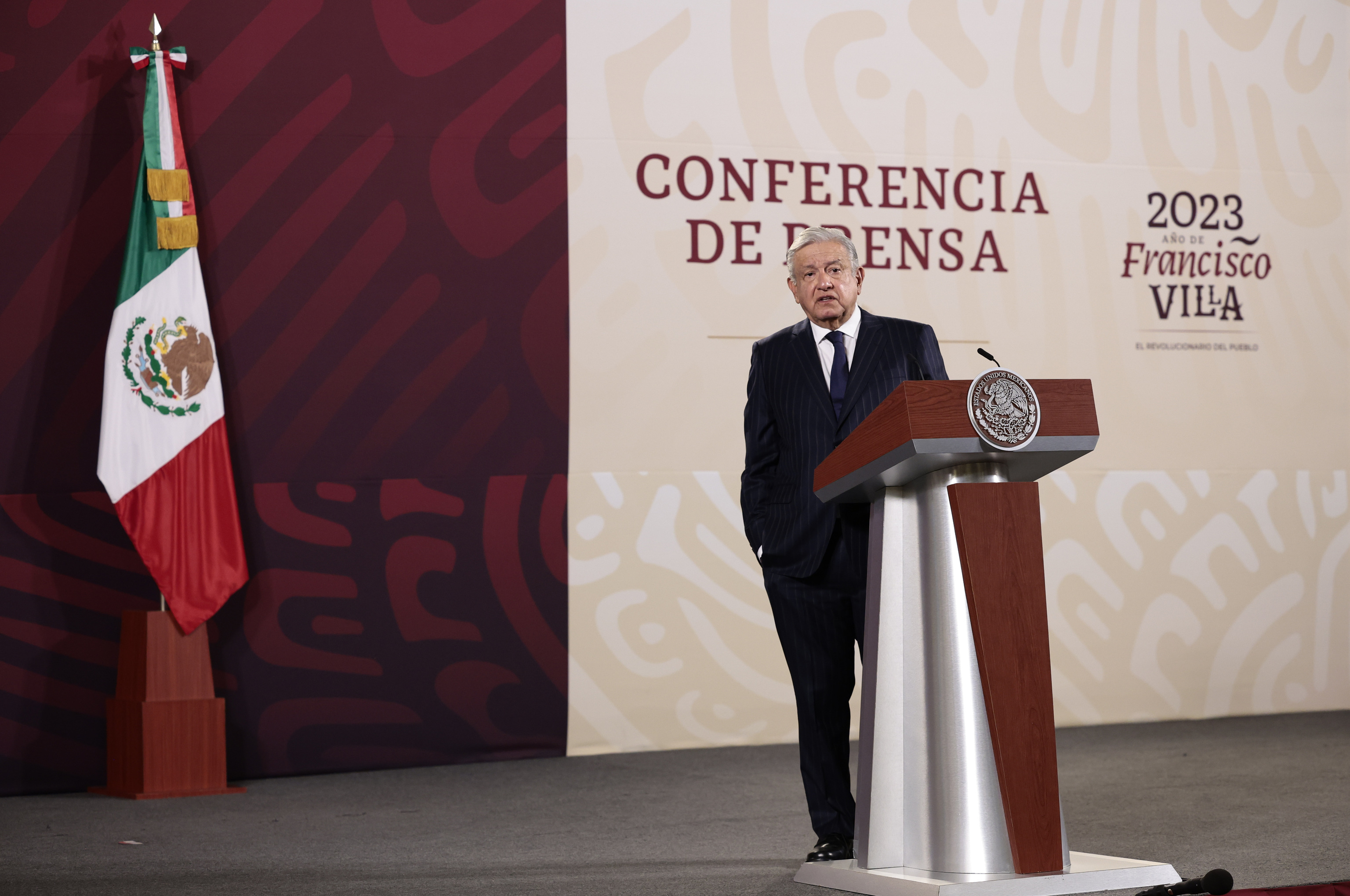 El presidente de México, Andrés Manuel López Obrador, en su rueda de prensa diaria.