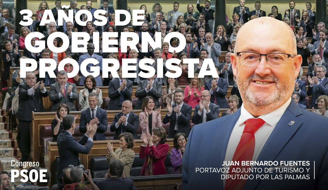 Cartel promocional del PSOE, con la foto de Juan Bernardo Fuentes Curbelo.