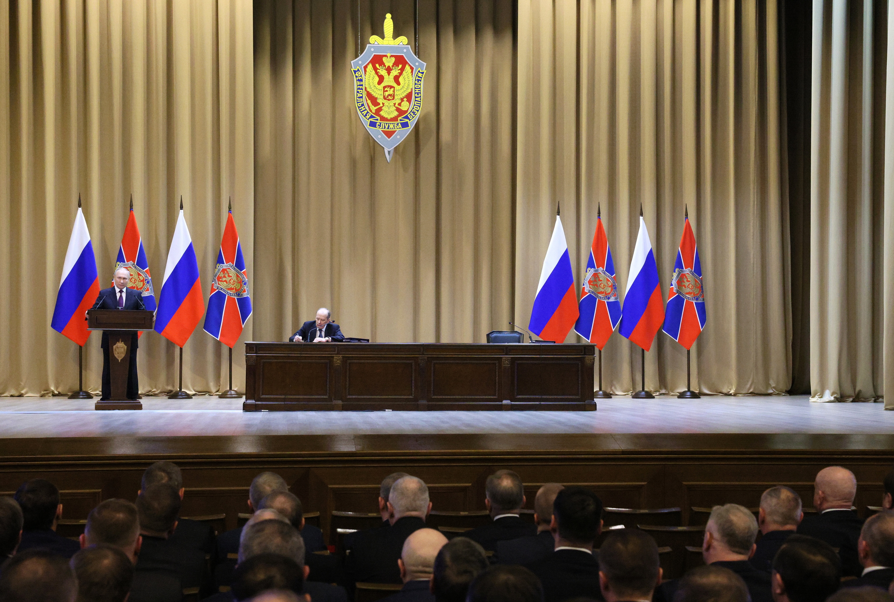 Vladimir Putin pronuncia un discurso durante el Consejo del FSB, en Moscú.