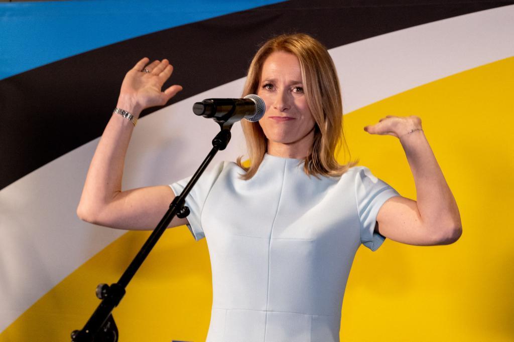 La primera ministra estonia, Kaja Kallas, celebra su victoria en las elecciones.