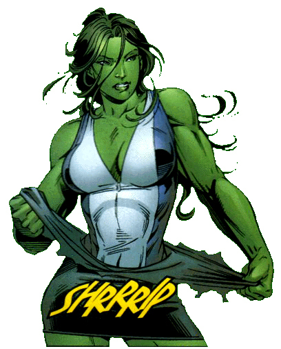 Detalle del cmic Hulka, con la protagonista arrancndose la ropa.