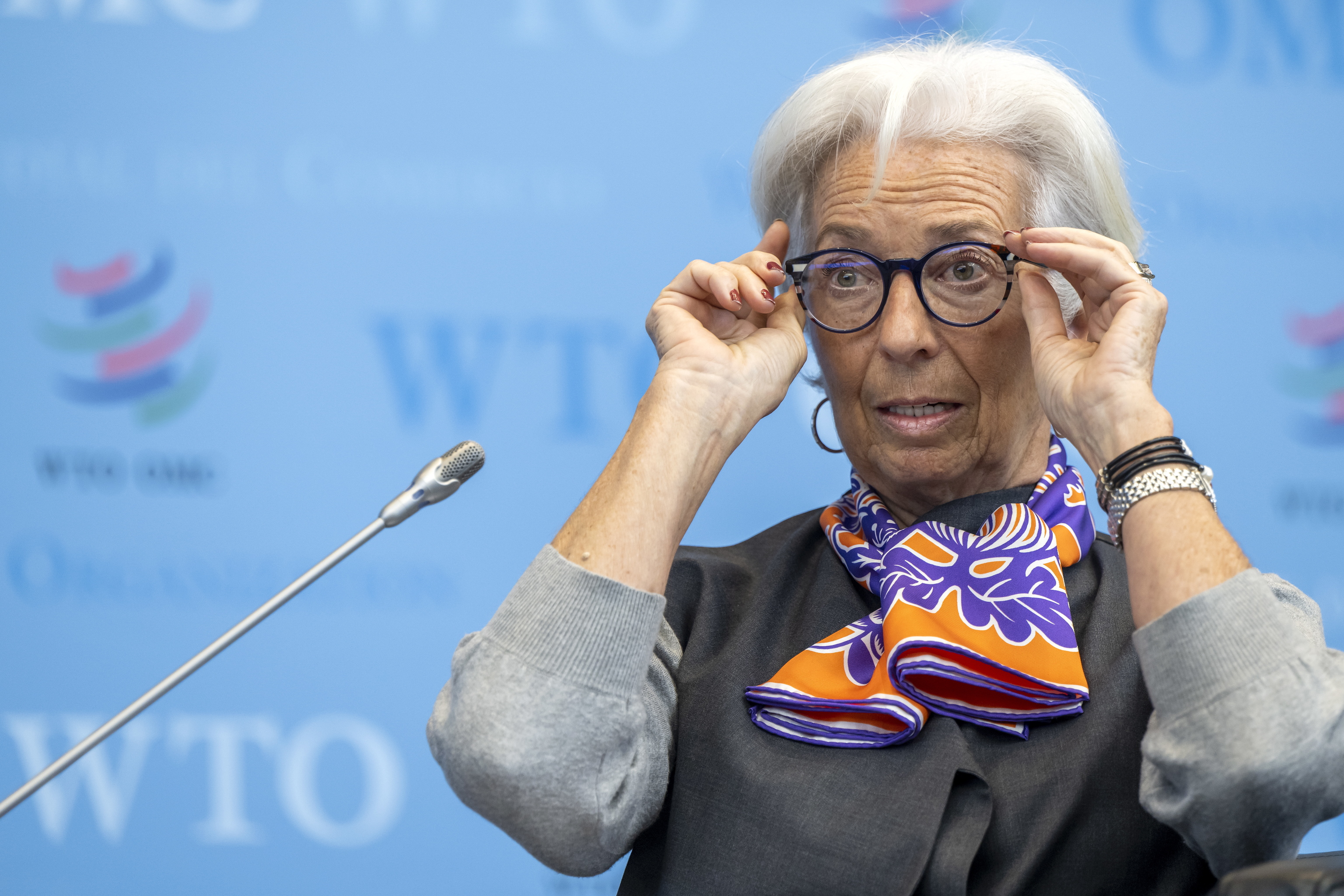 La presidenta del BCE, Christine Lagarde, en Ginebra.