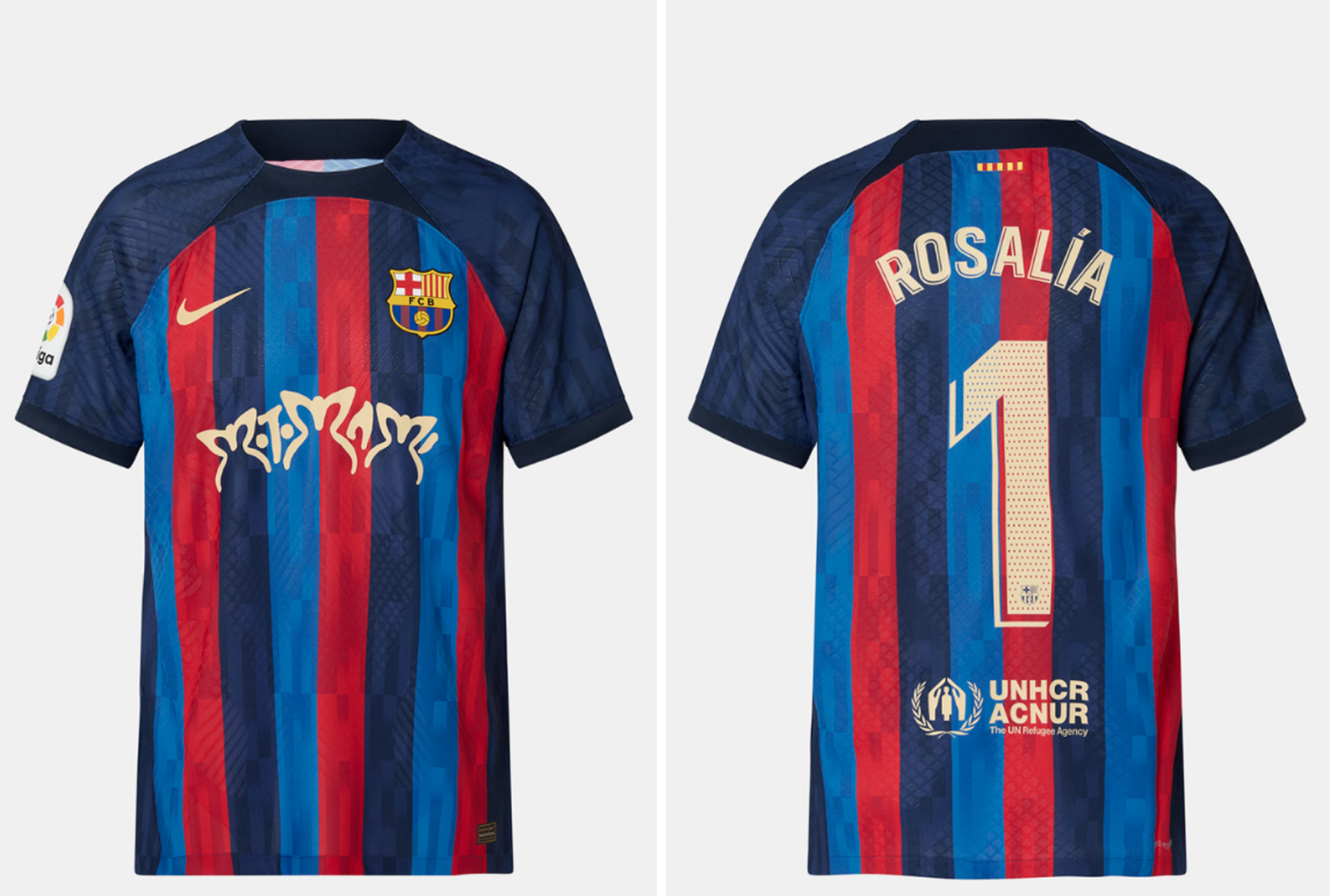 ALT: Rosalía cambia sus looks sofisticados por la camiseta del Barça: cuánto cuesta y dónde comprarla