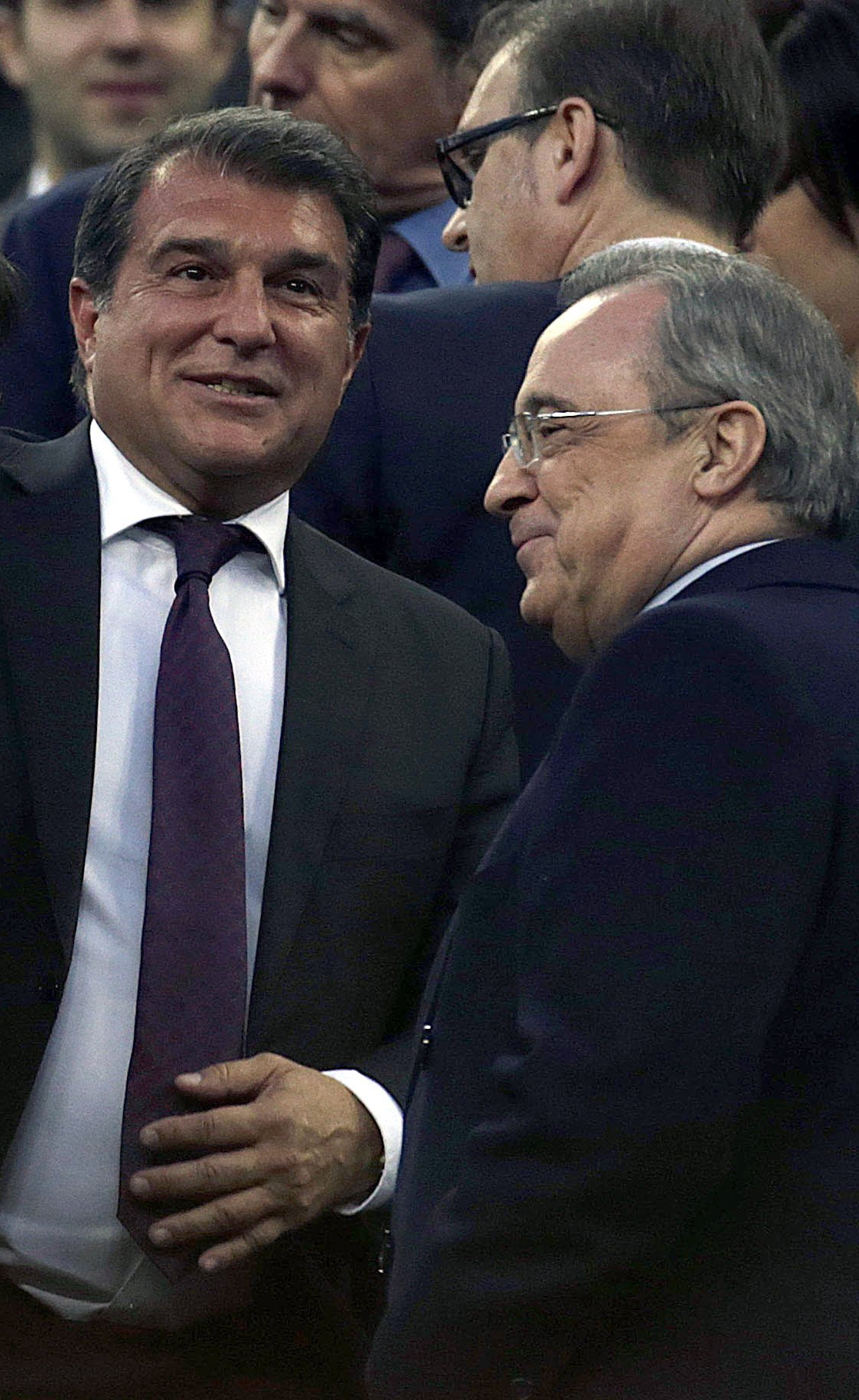 Joan Laporta y Florentino Pérez en el Camp Nou.