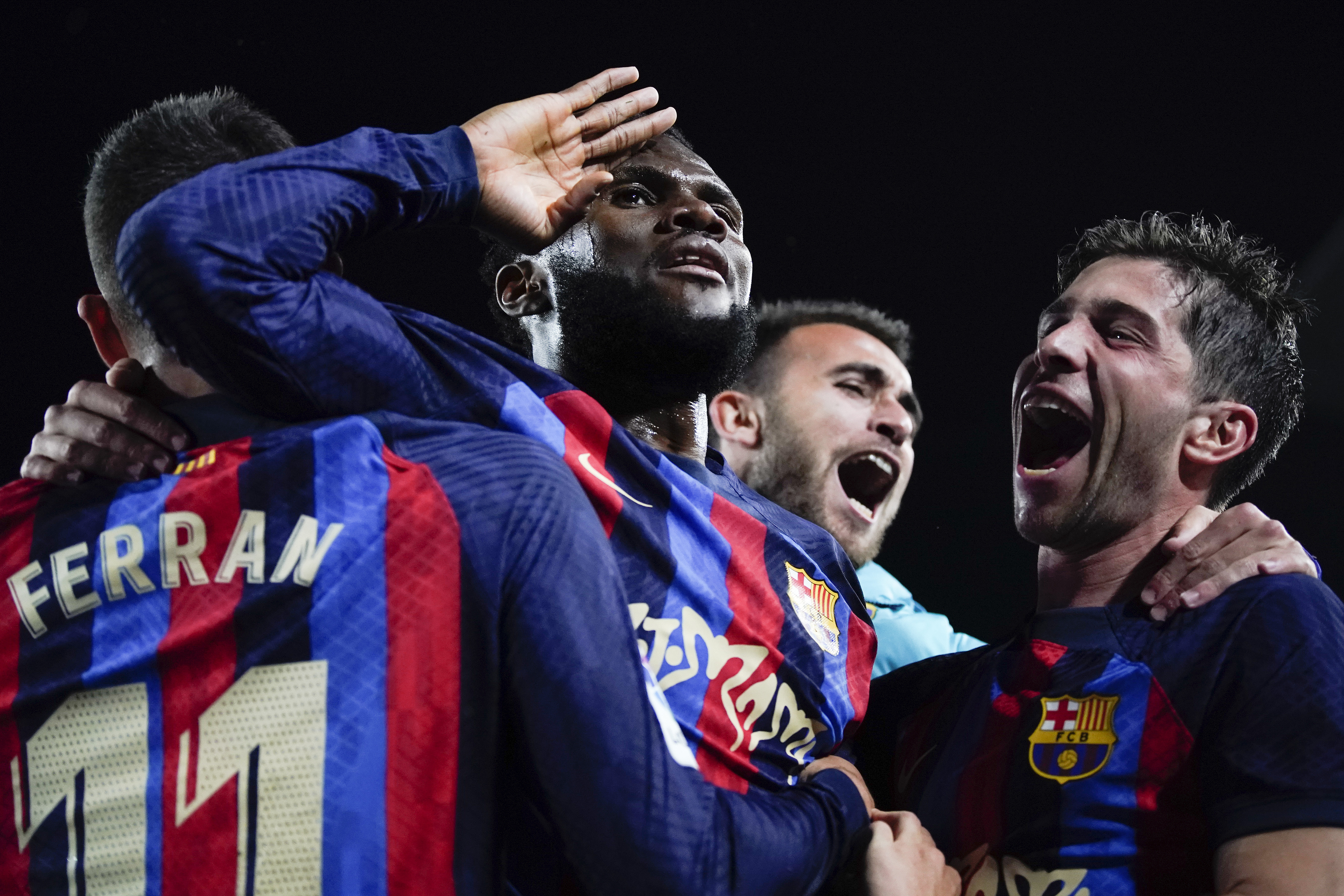 Kessié celebra el gol del triunfo del Barcelona.