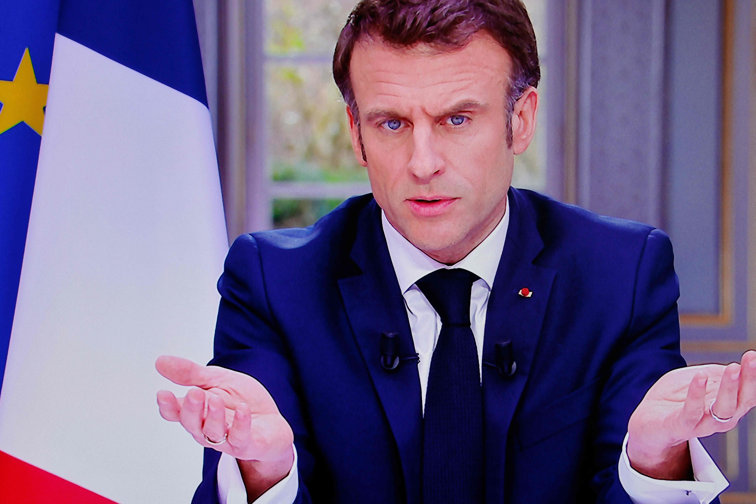 El presidente, Emmanuel Macron, durante la entrevista.