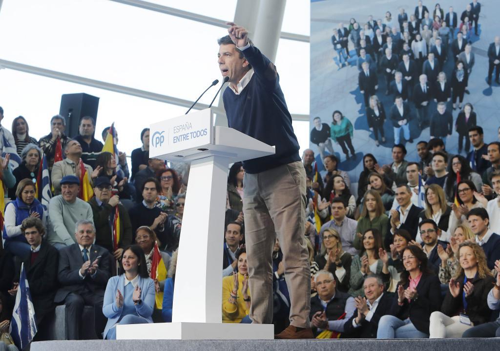 El presidente del PPCV, Carlos Mazn, en un mitin en Valencia.