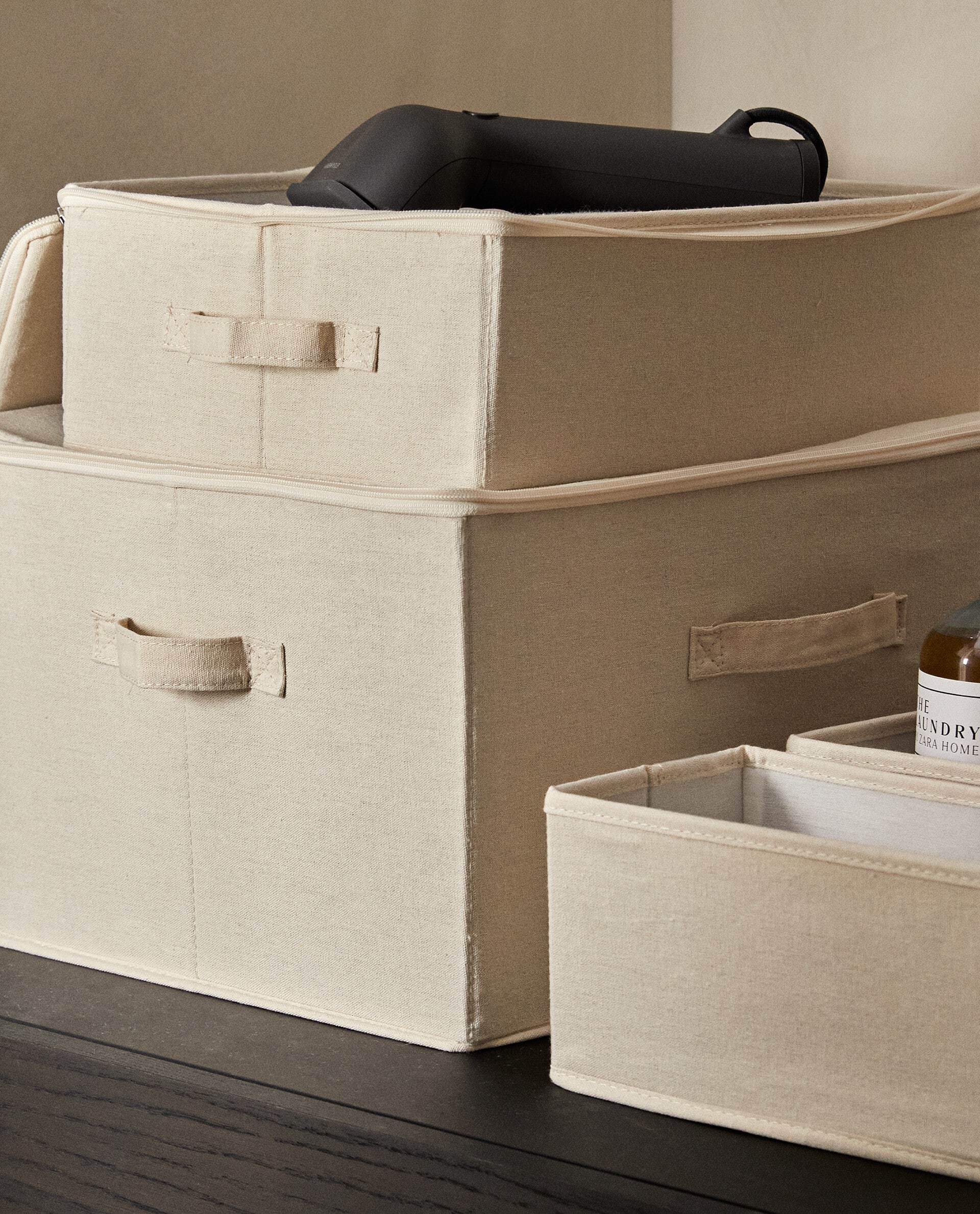 Caja de almacenamiento de tela y cartón plegable, con diseños