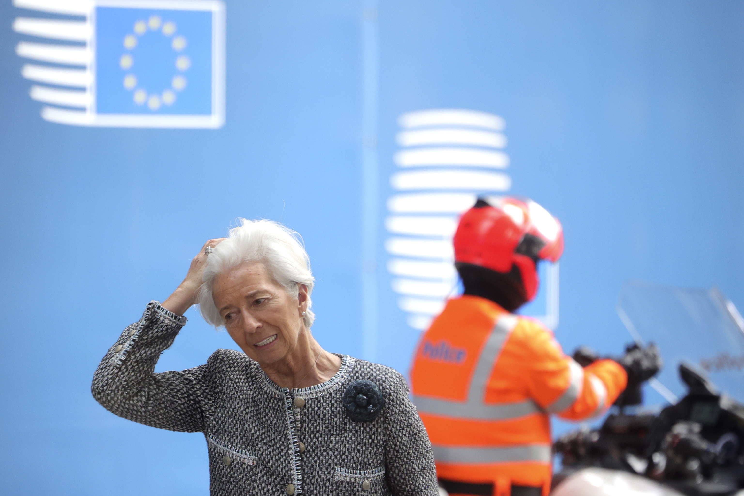 La presidenta del BCE, Christine Lagarde, este viernes en Bruselas.
