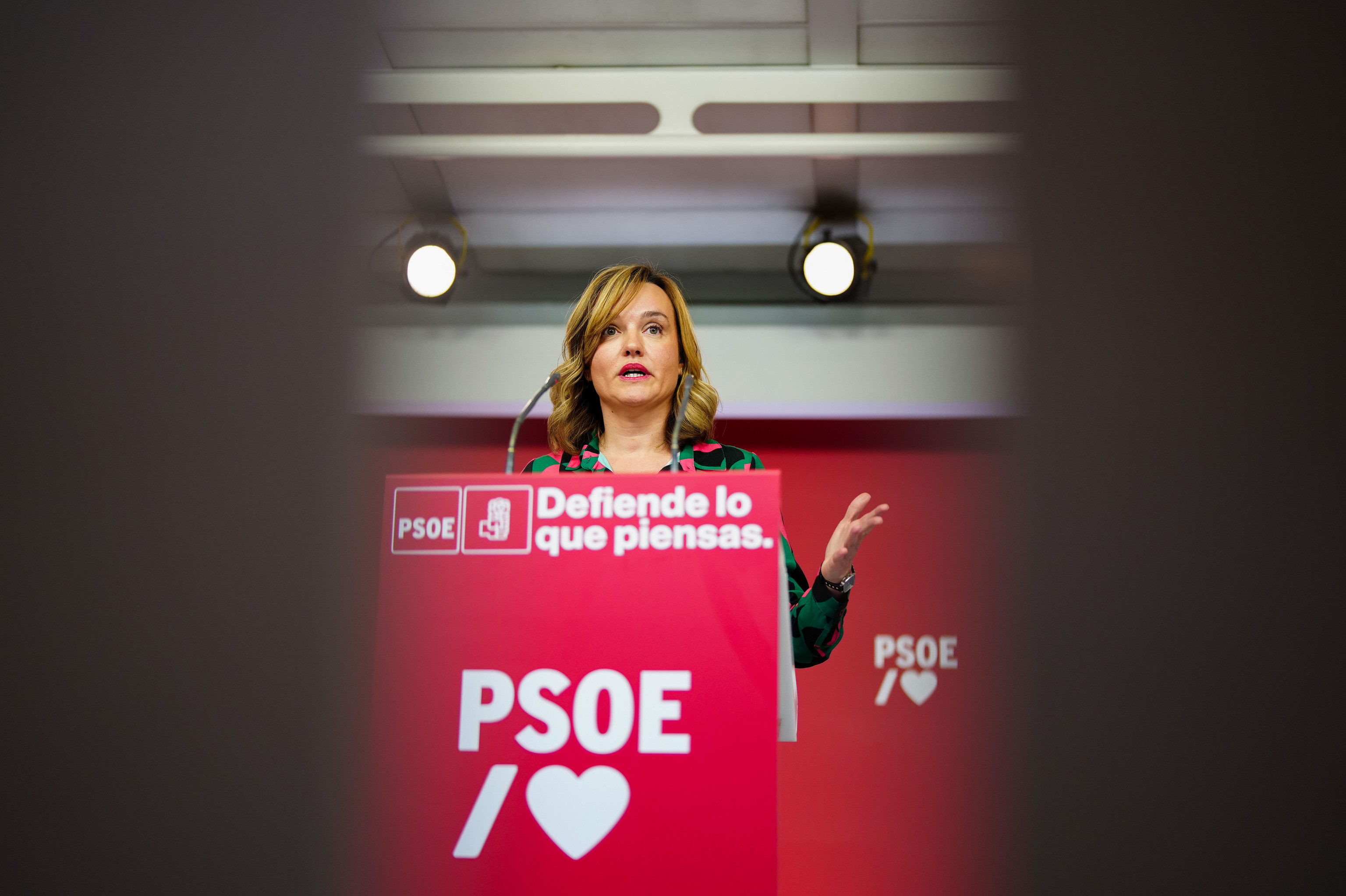 Pilar Alegría, en rueda de prensa tras el Comité Electoral del PSOE.