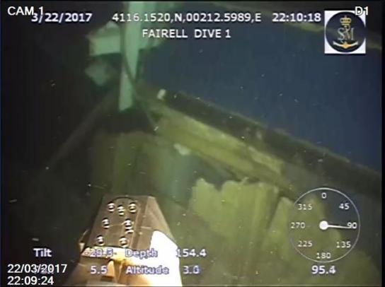Imagen del robot submarino durante la localizacin de los cuerpos