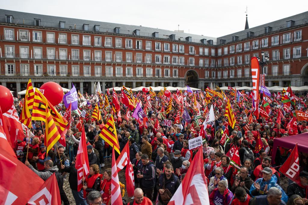 Manifestación en Madrid por la subida salarial.