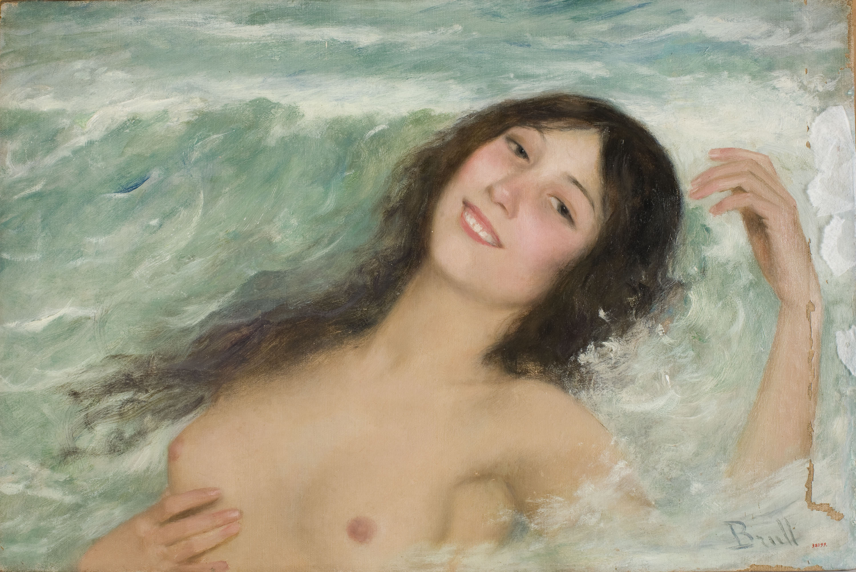 'Bust femenú nu entre les onades' de Joan Brull.