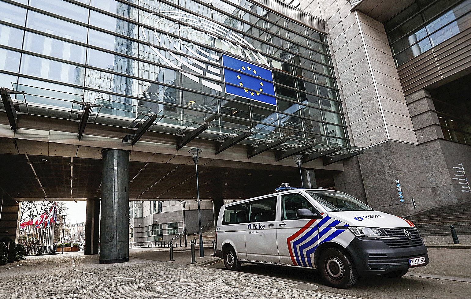 Un coche de la polica belga en Bruselas.