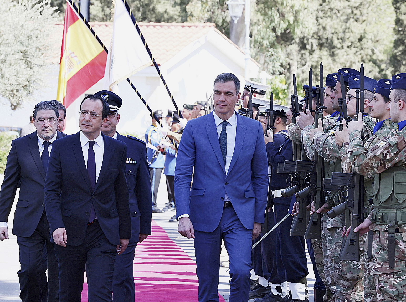 El presidente de Chipre, Nikos Christodoulides, en su recepcin a Pedro Snchez en el Palacio Presidencial de Chipre.