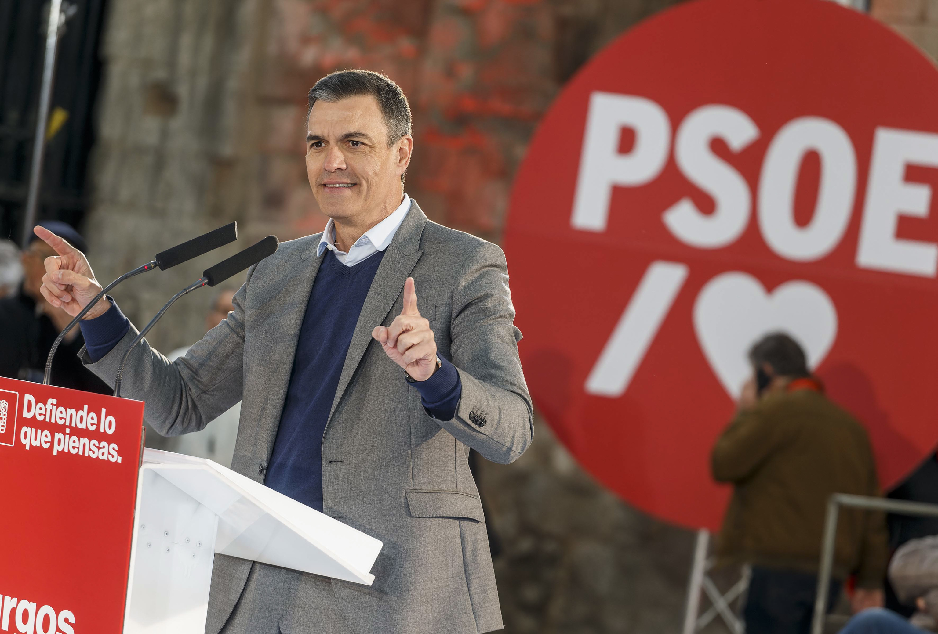 El presidente del Gobierno, Pedro Snchez, este mircoles en un mitin en Burgos