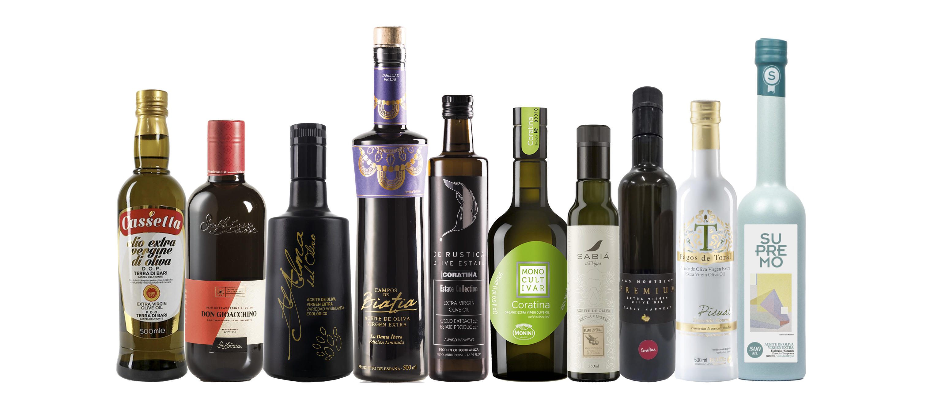 Seis de los mejores aceites de oliva virgen extra del mundo.