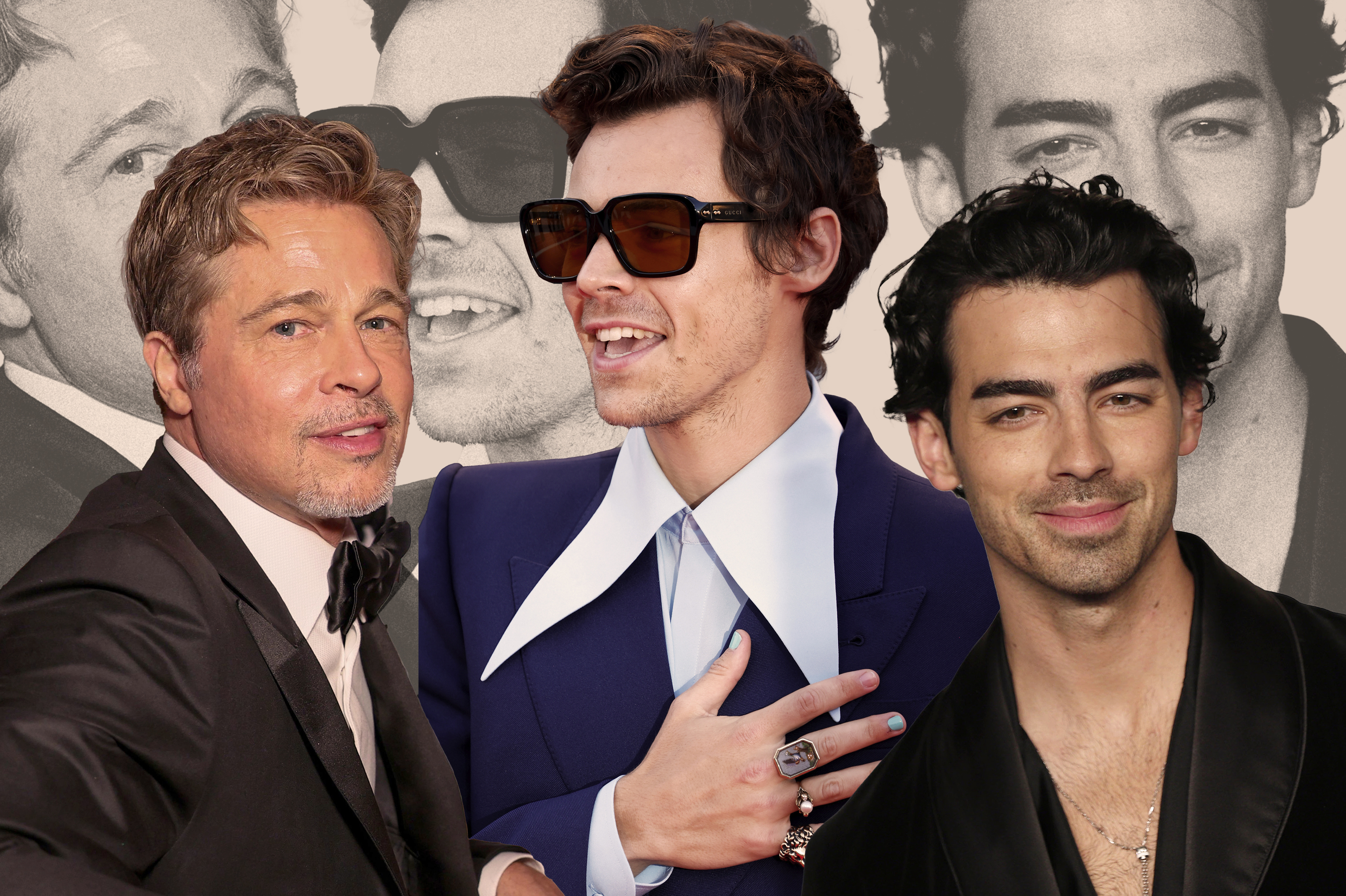 Brad Pitt no le hace ascos a ponerse colorete, como en los Oscar; Harry Styles es famoso por sus manicuras, y Joe Jonas admite que usa btox.