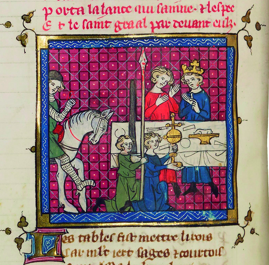 Procesin del Grial representada en un manuscrito francs de 1330.