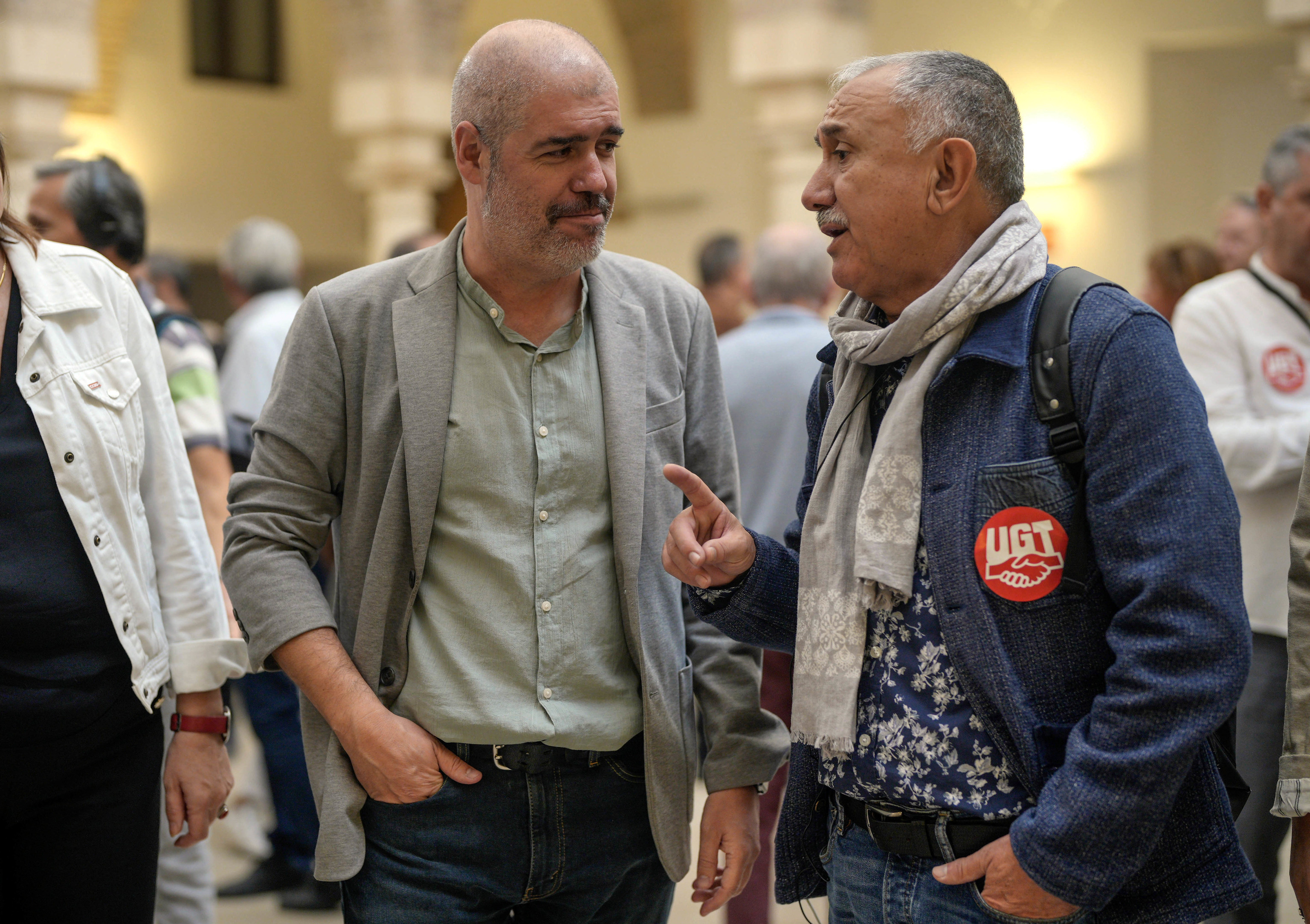 Unai Sordo, secretario general de CCOO, y Pepe lvarez, su homlogo de UGT