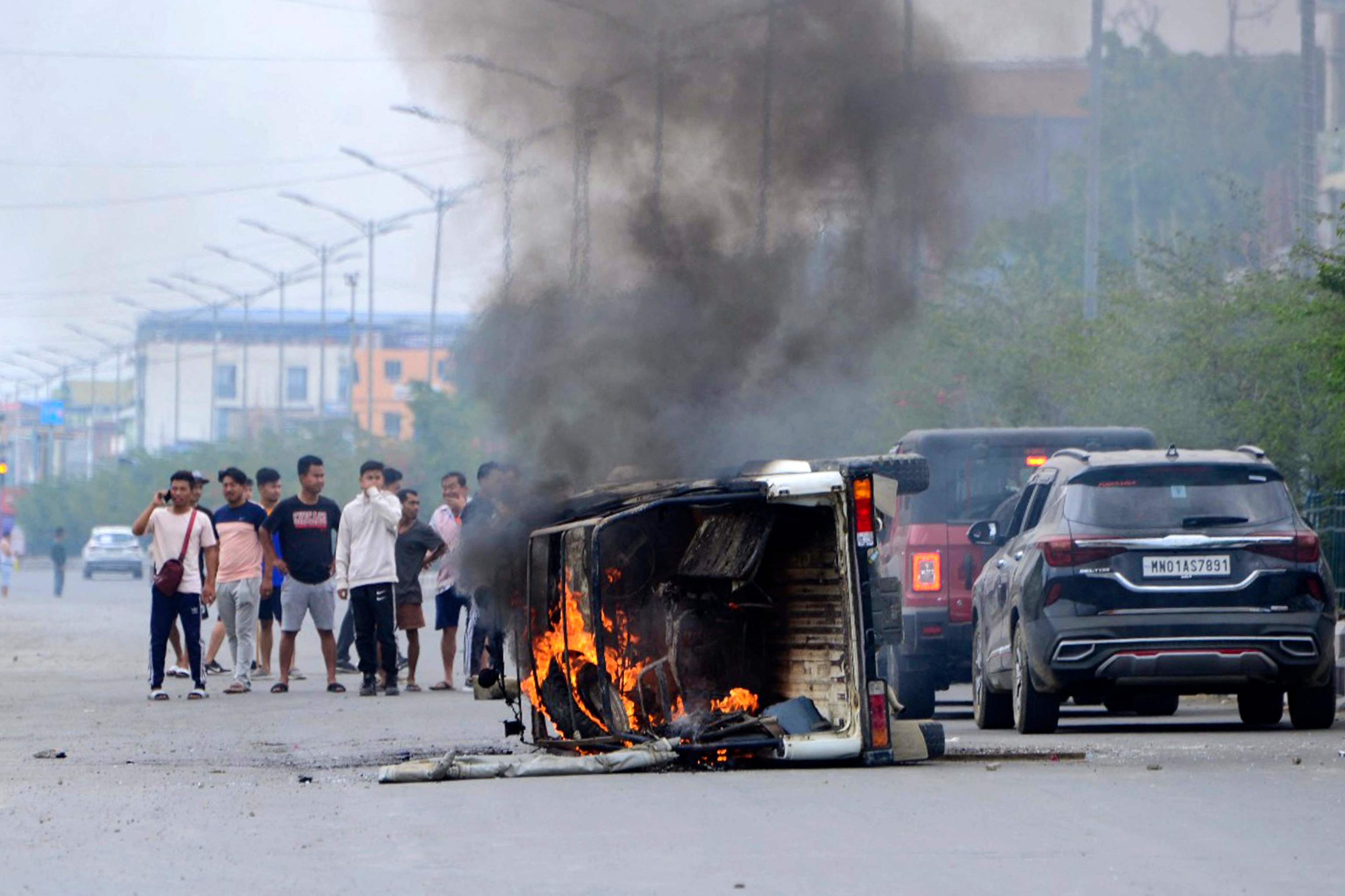 Disturbios en Imphal, capital de Manipur.