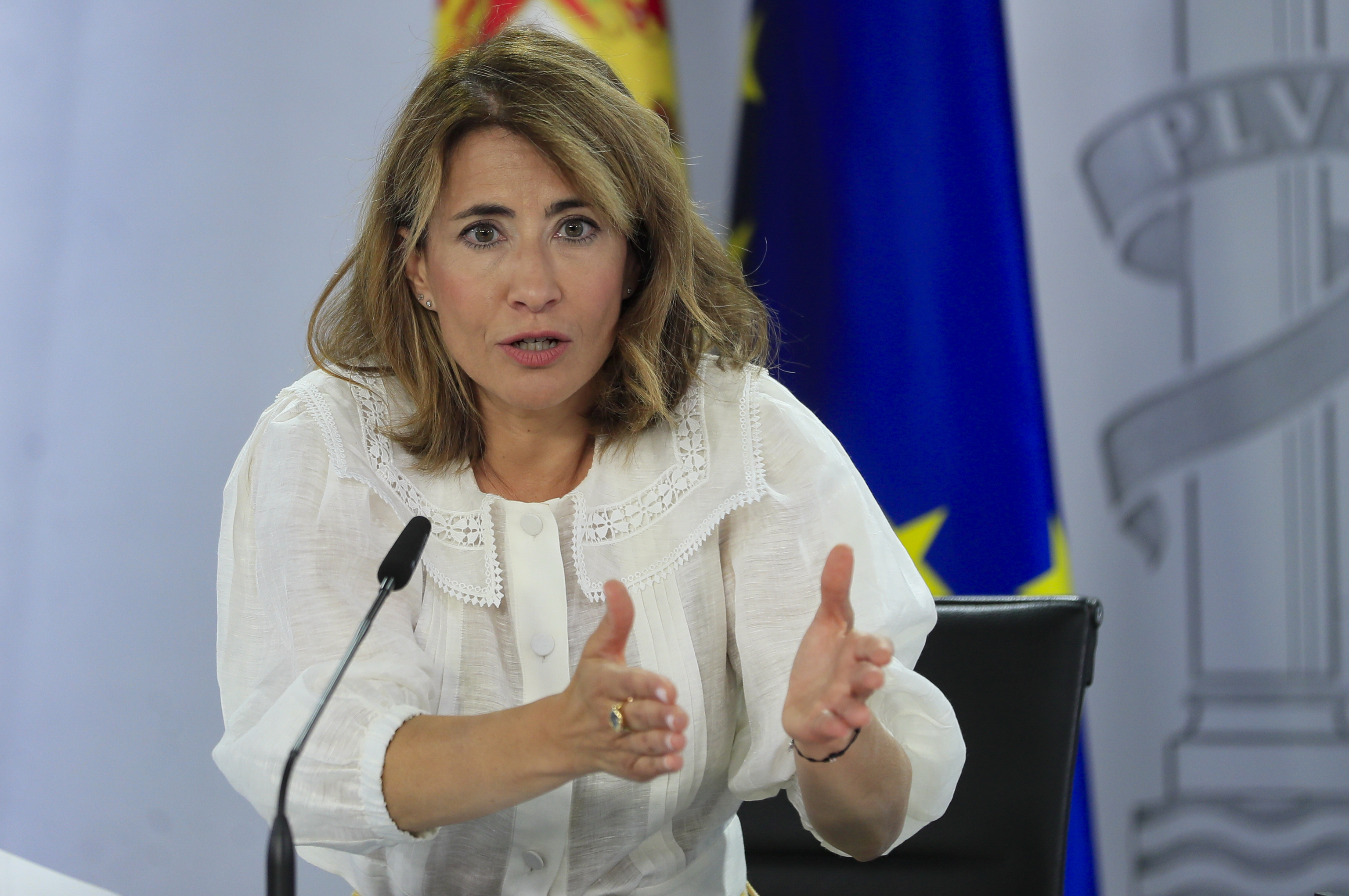 La ministra de Transportes, Raquel Sánchez, este lunes en Moncloa.