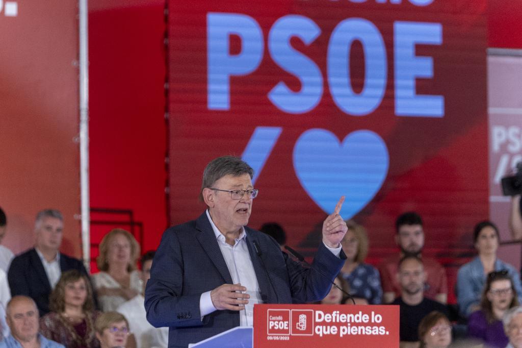 El presidente valenciano, Ximo Puig, en un mitin este martes en Castellón.