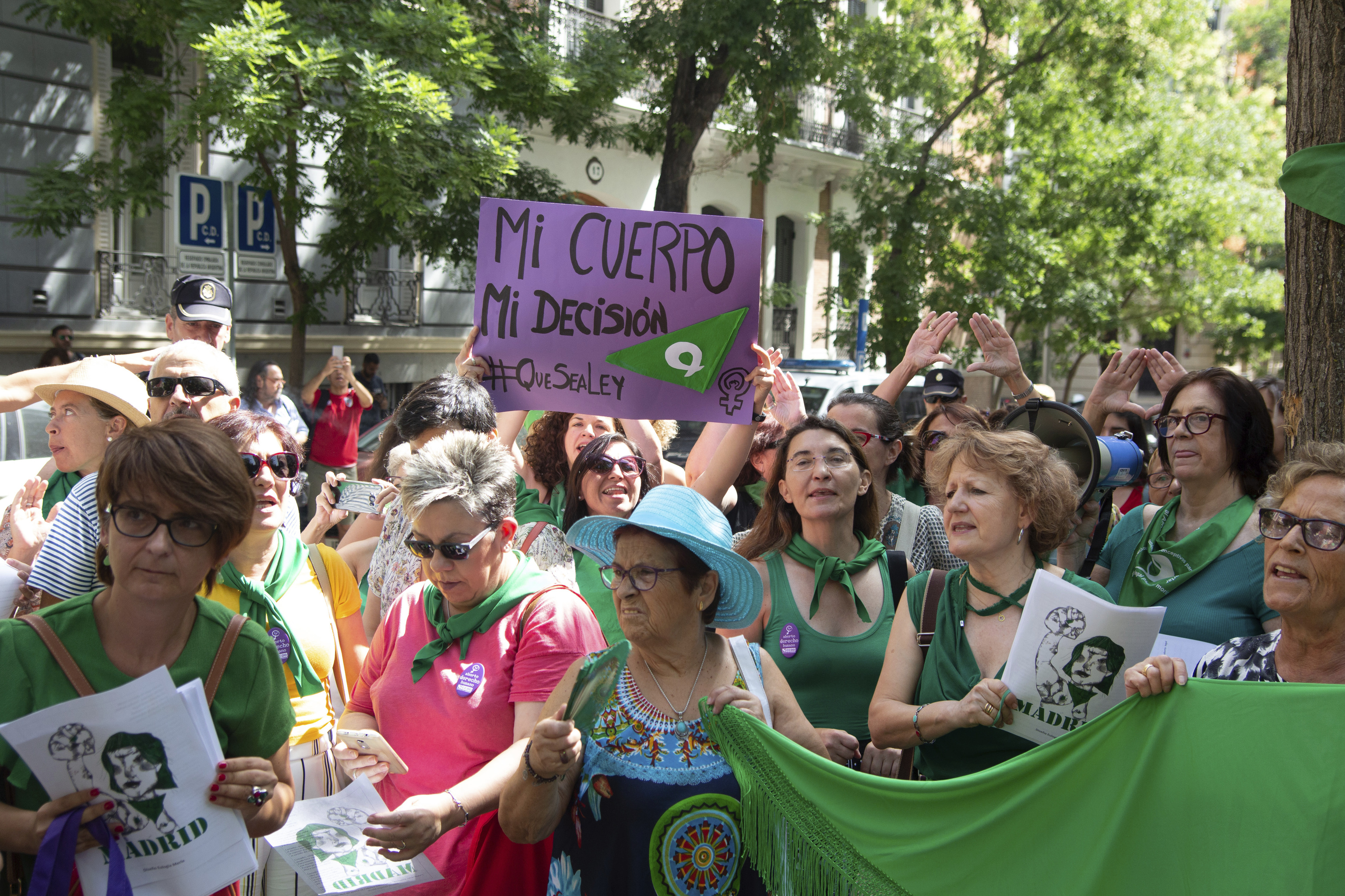 Manifestacin frente a la Embajada Argentina de Madrid, en 2018.