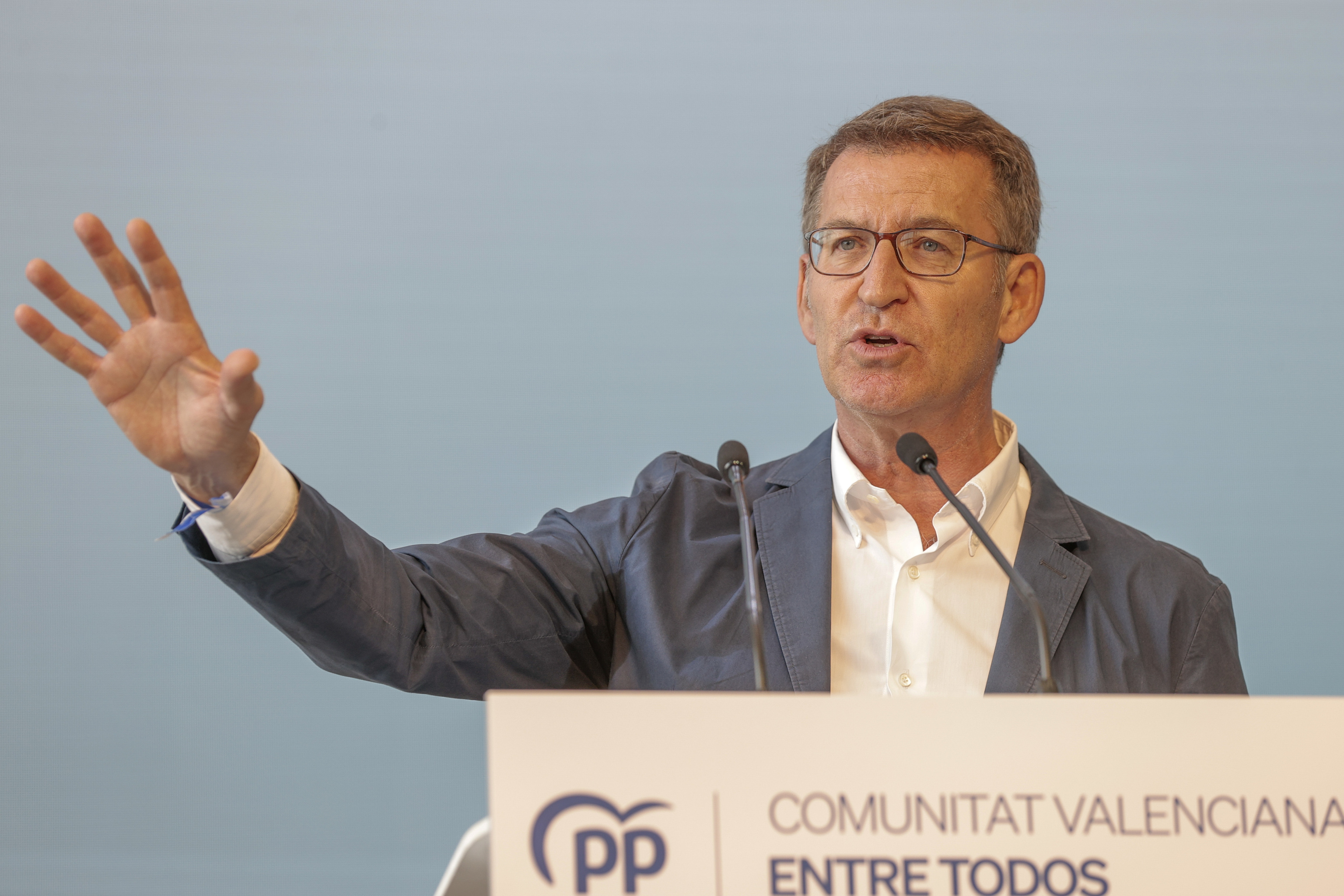 El presidente del PP, Alberto NezFeijo, en Valencia.