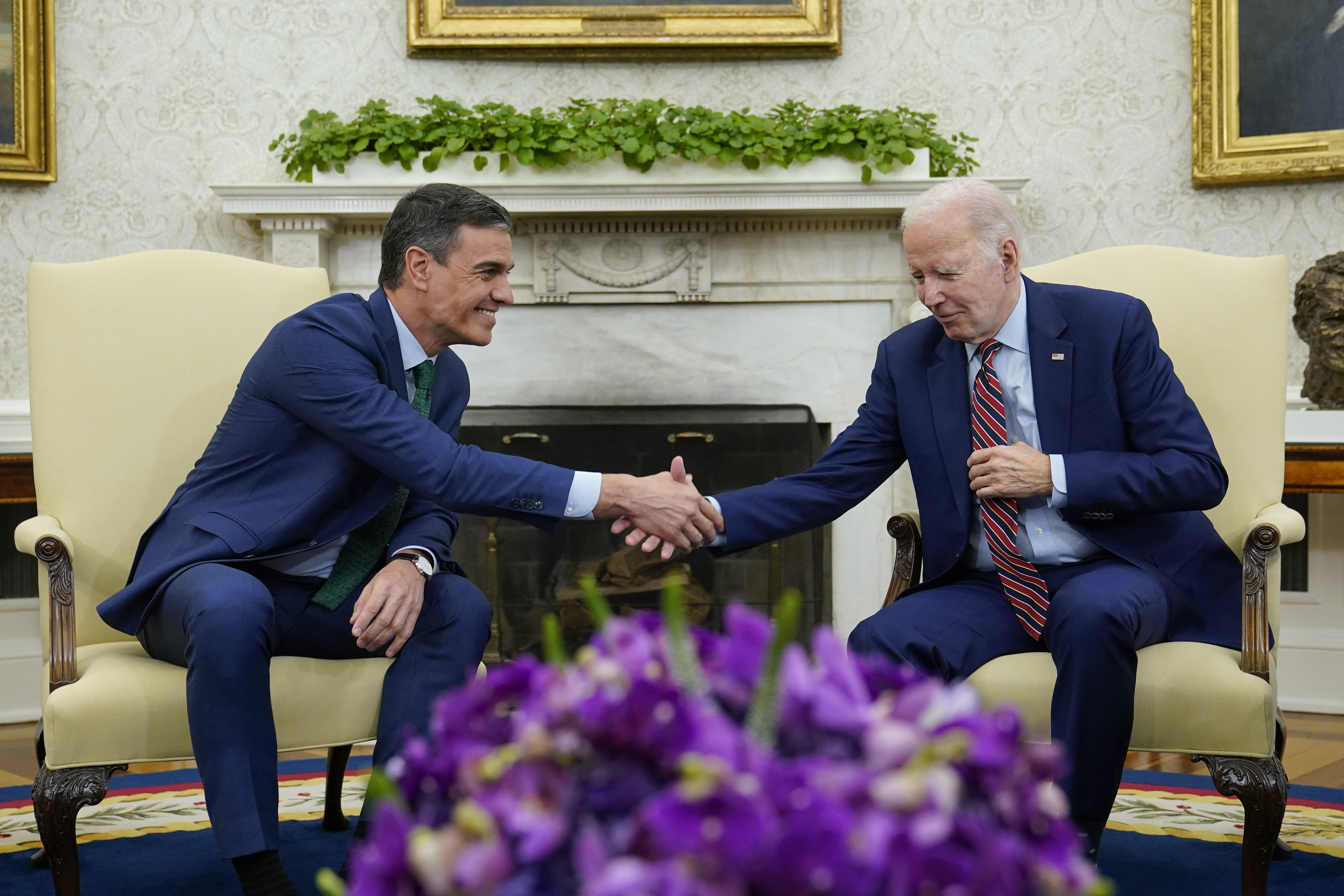 Pedro Snchez, con Joe Biden, en la Casa Blanca.