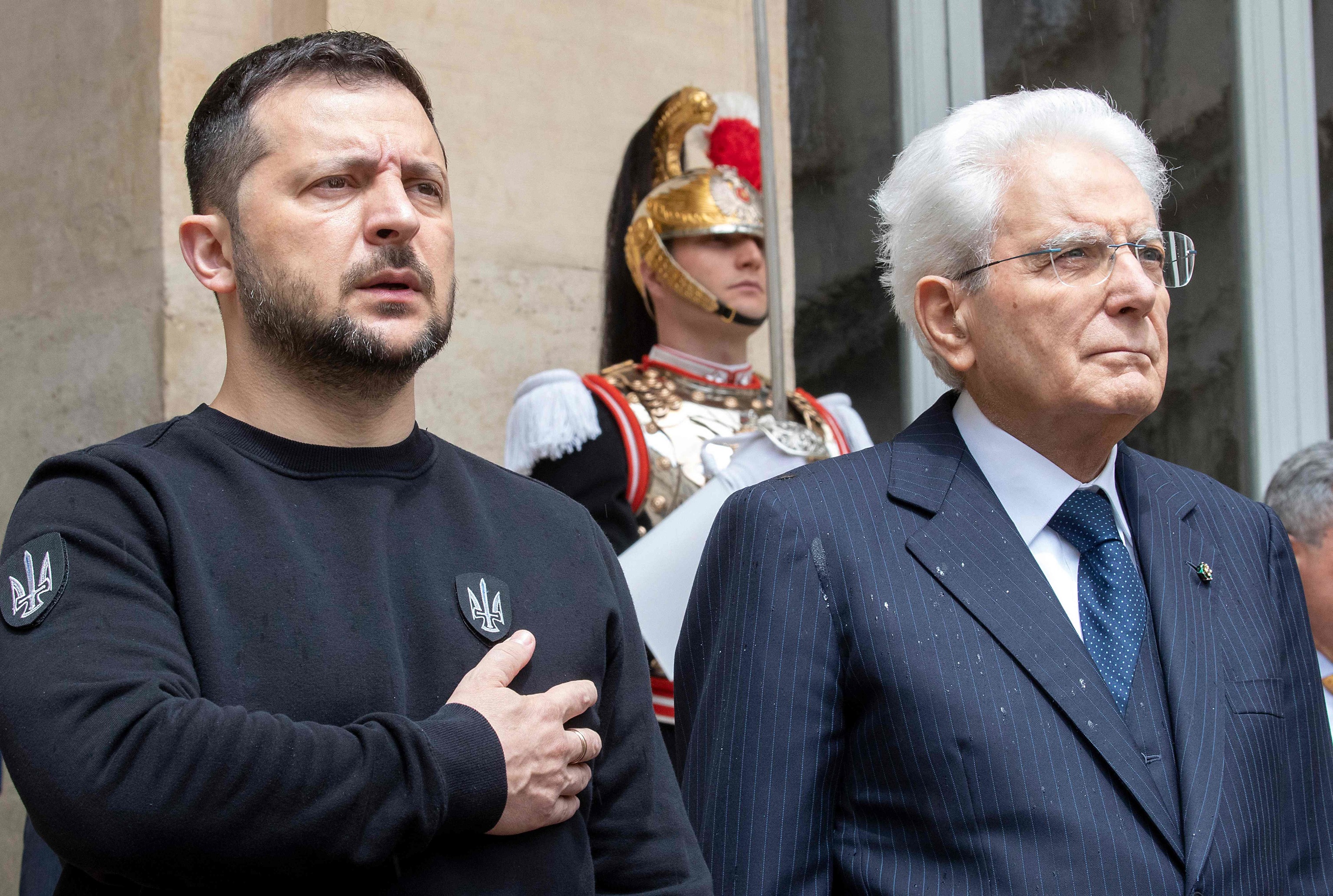 Volodomir Zelenski y Sergio Mattarella, hoy en Roma.