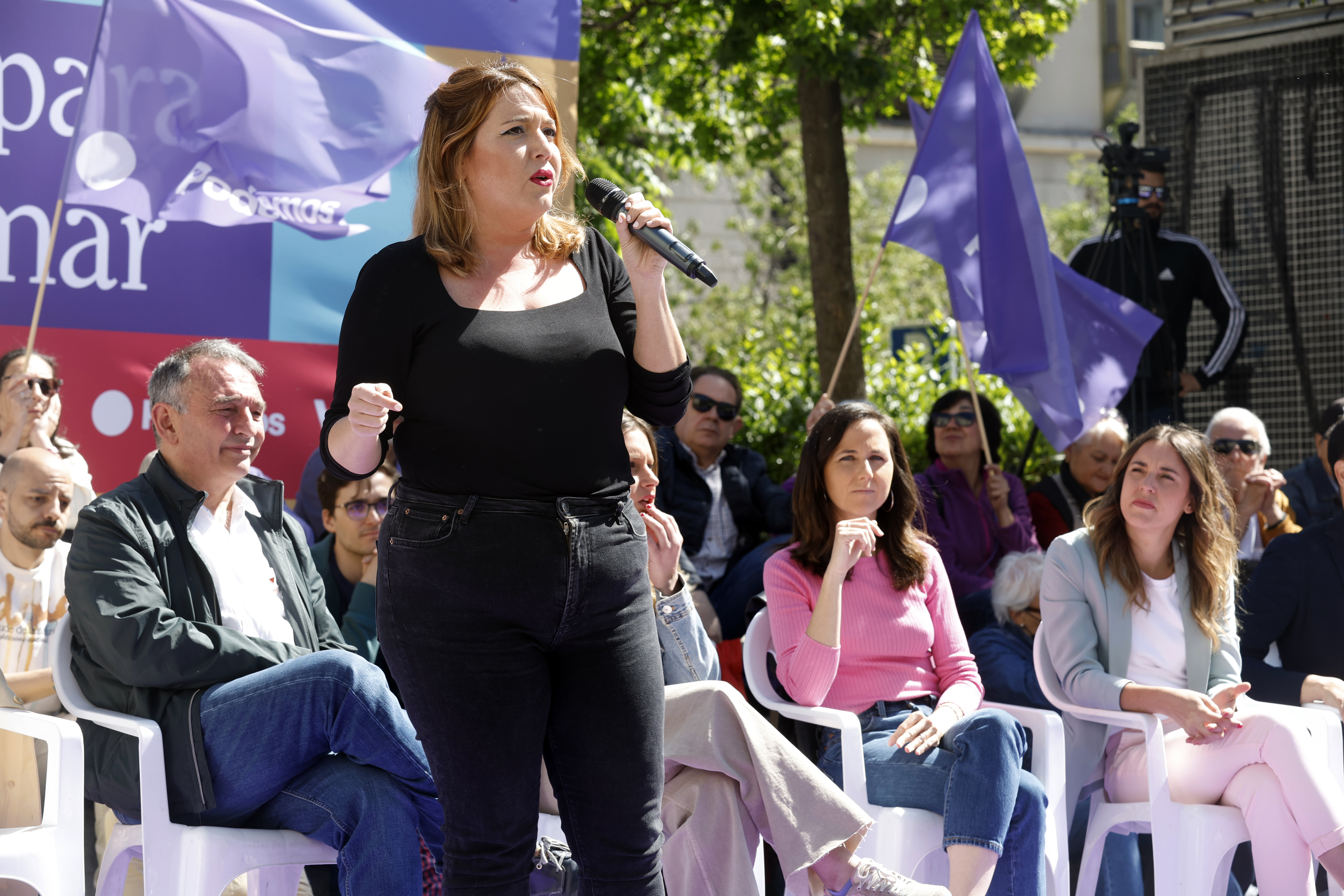 ngela Rodrguez 'Pam', durante un mitin de Podemos en Madrid.