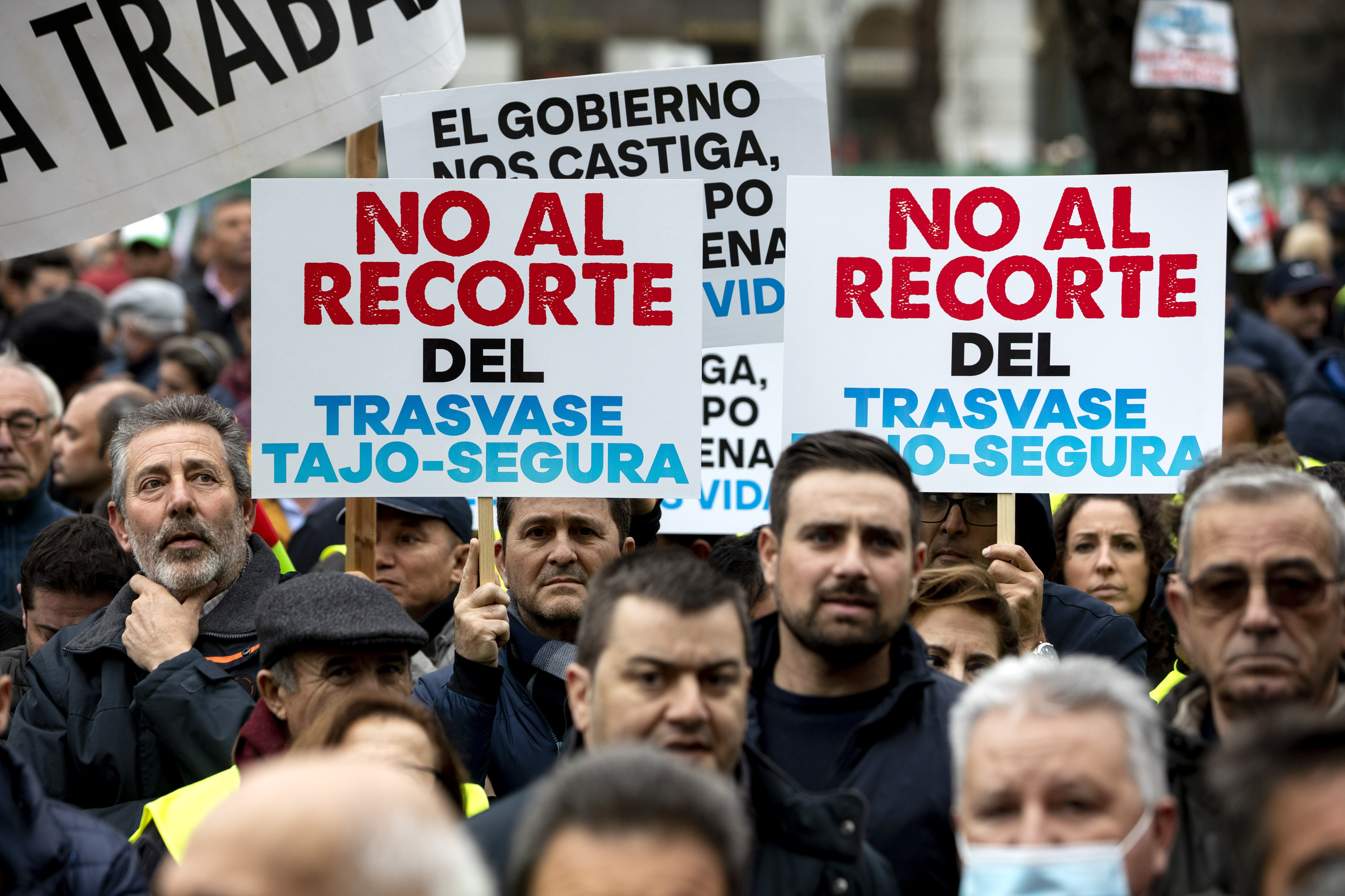 Manifestacin de agricultores contra el recorte del trasvase, el pasado enero en Madrid.