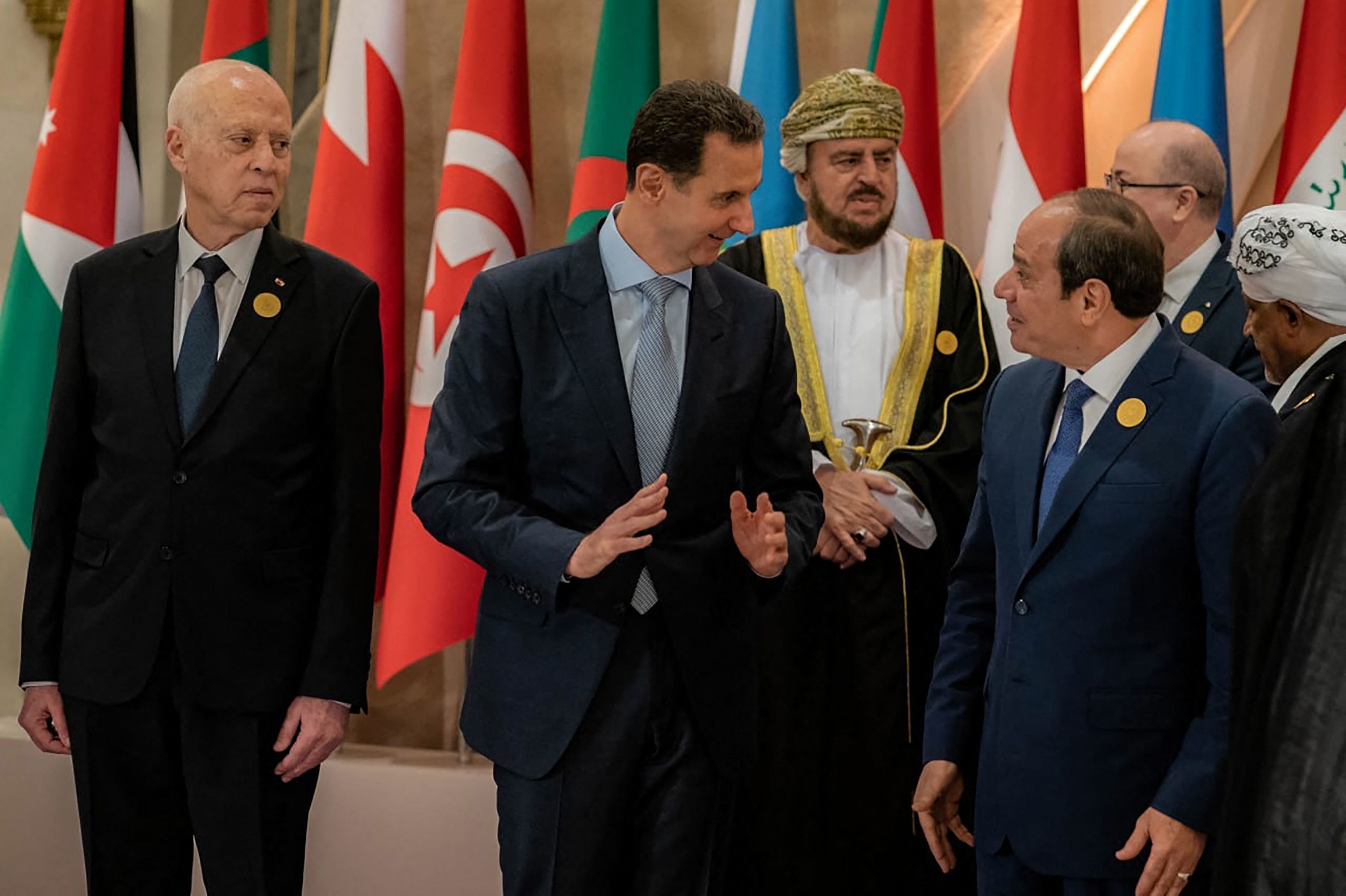 Bashar Assad con el presidente egipcio, Al Sisi, y el tunecino, Saied, en Yeda.